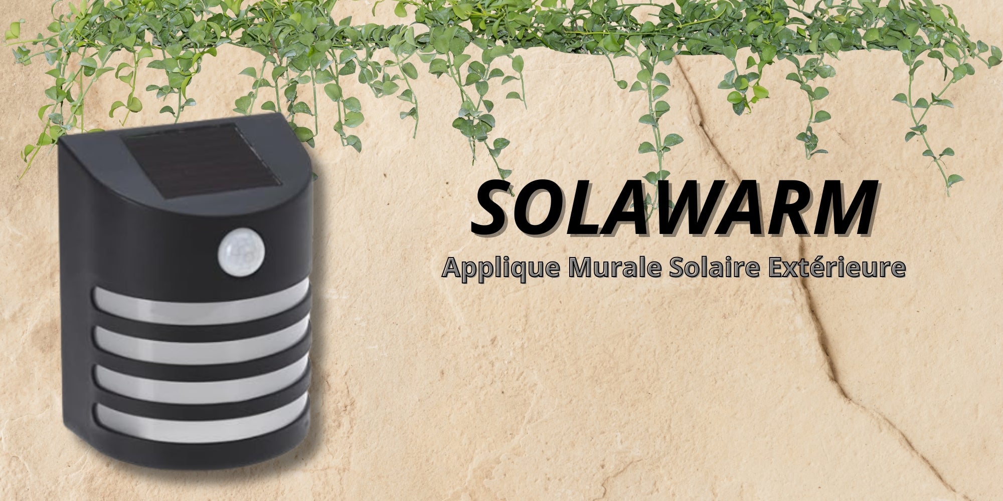 Applique Murale Solaire Extérieure Noire – Sans Fil avec Détecteur de Mouvement