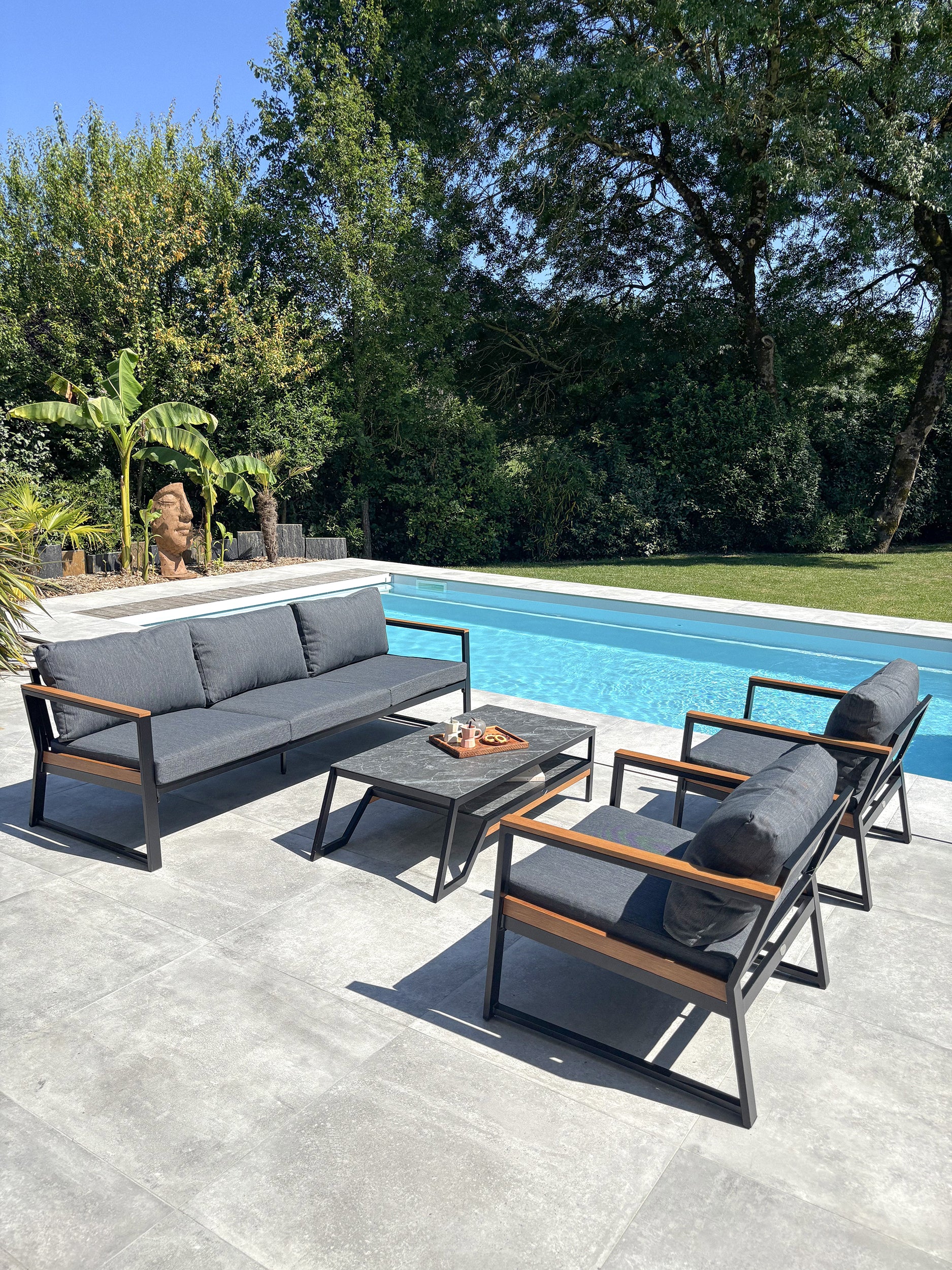 Salon de jardin bas Tadeo - Noir