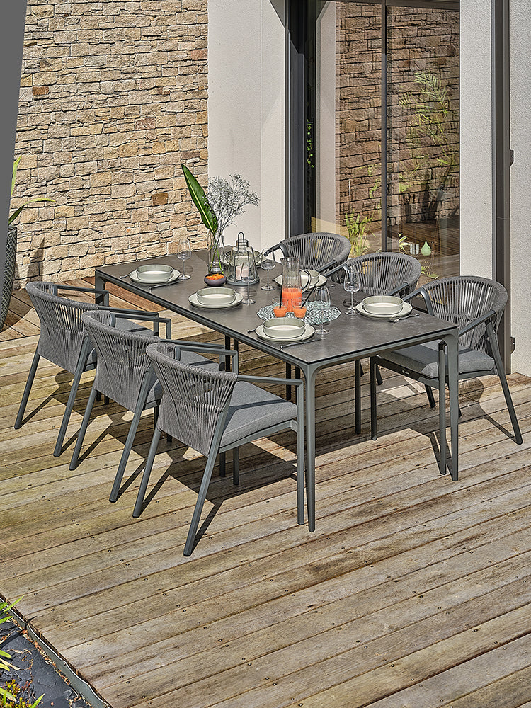 Ensemble de repas 6 places gris anthracite - Tigua