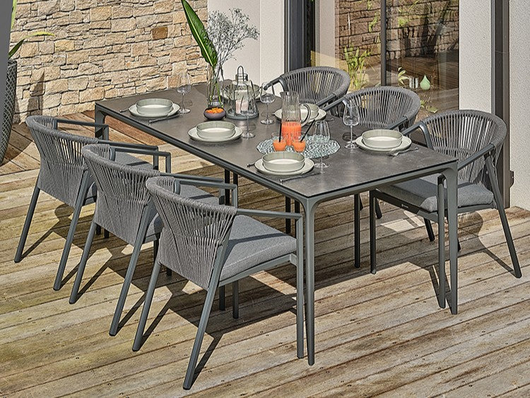Ensemble de repas 6 places gris anthracite - Tigua
