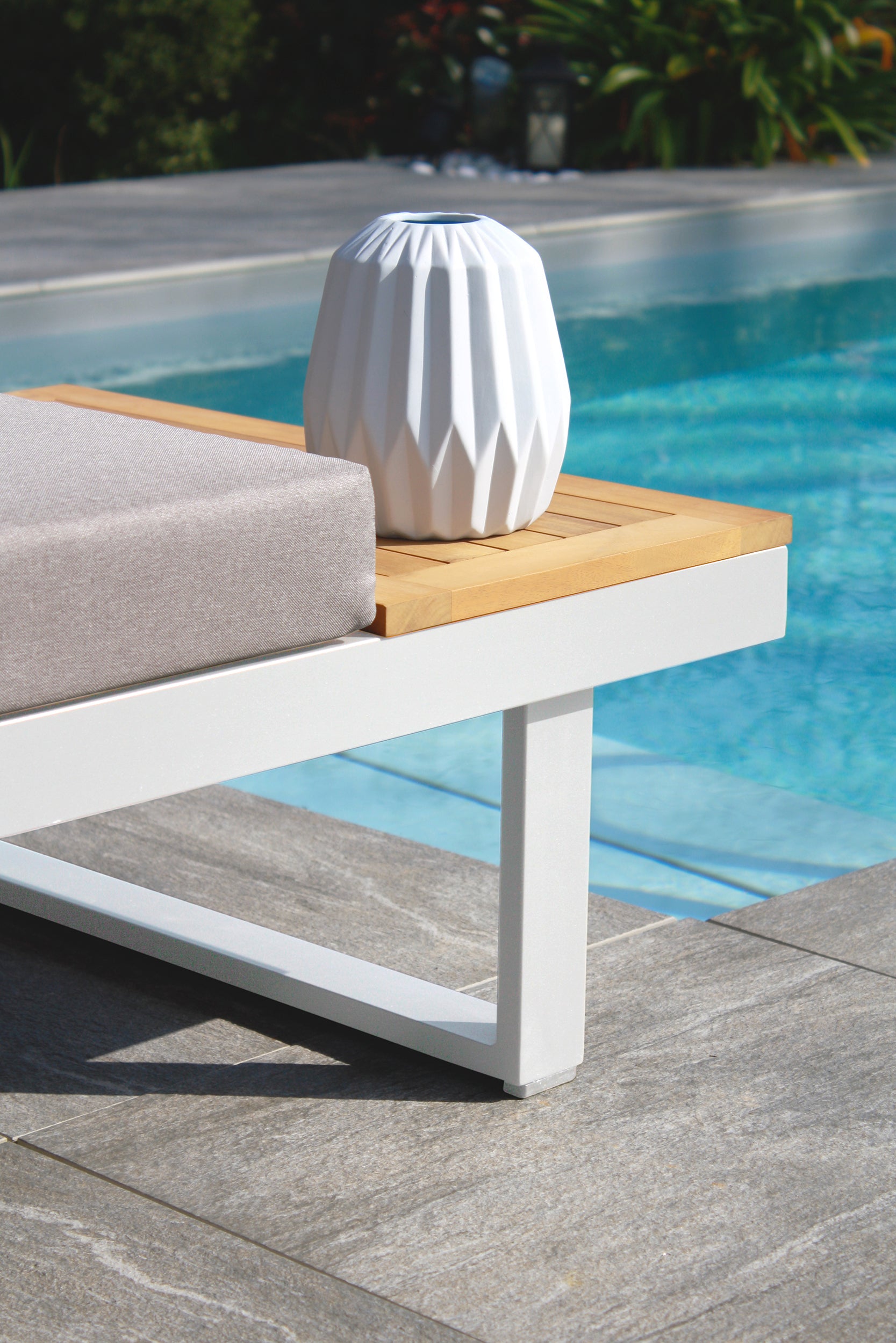 Salon de jardin modulable TOKYO 4 places en bois d'acacia et aluminium - BLANC