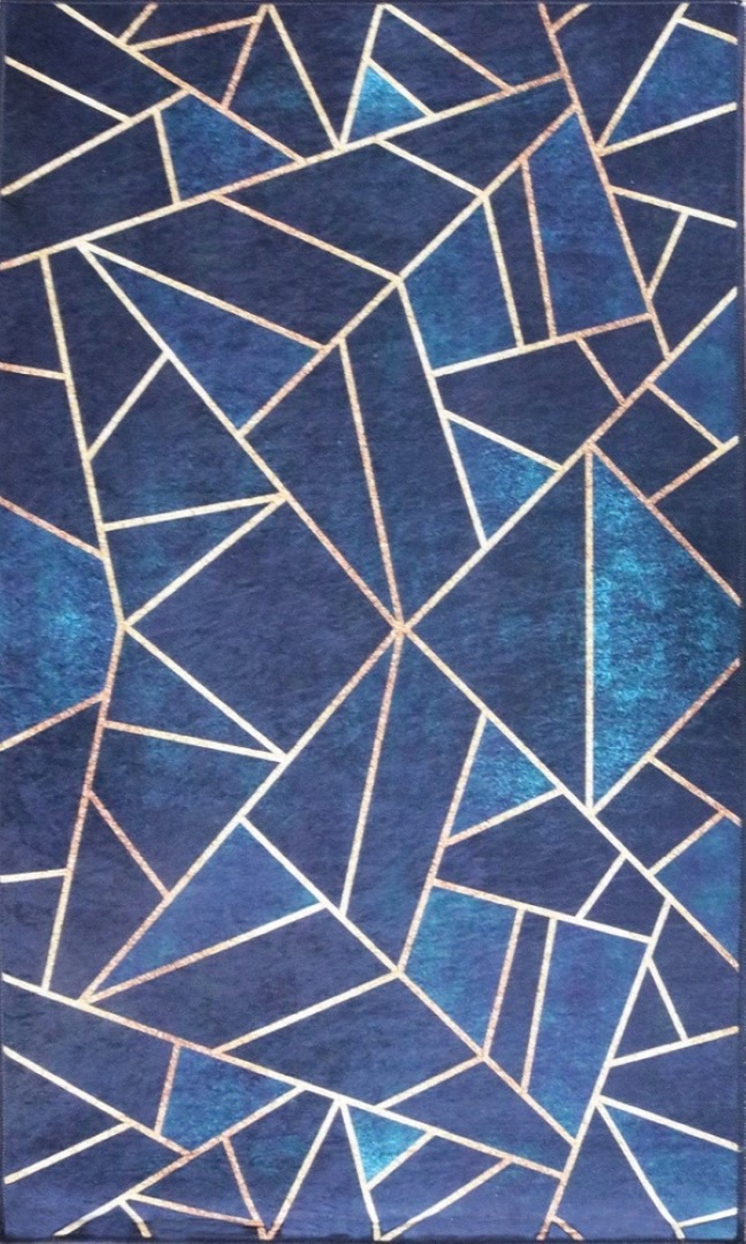 Tapis Grafic Bleu Doré