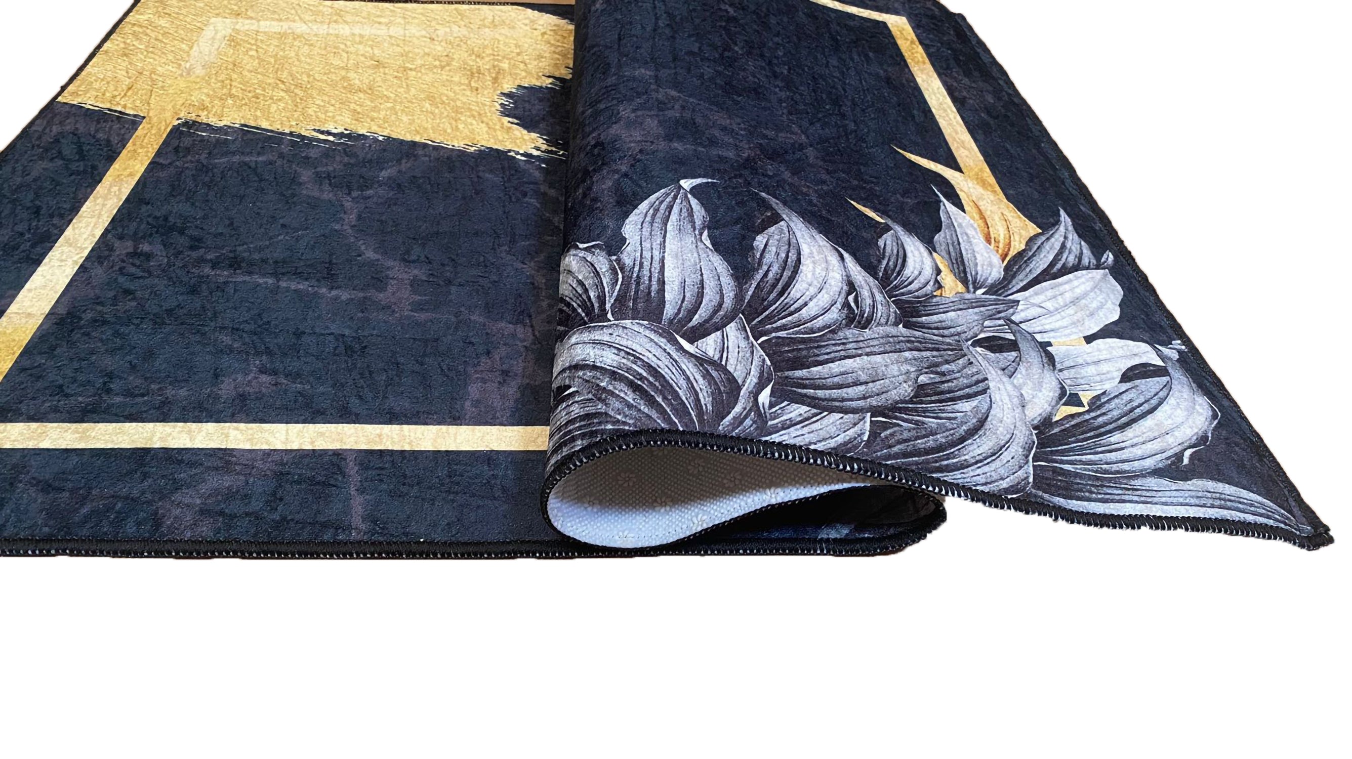 Tapis Feuille Gold, Noir