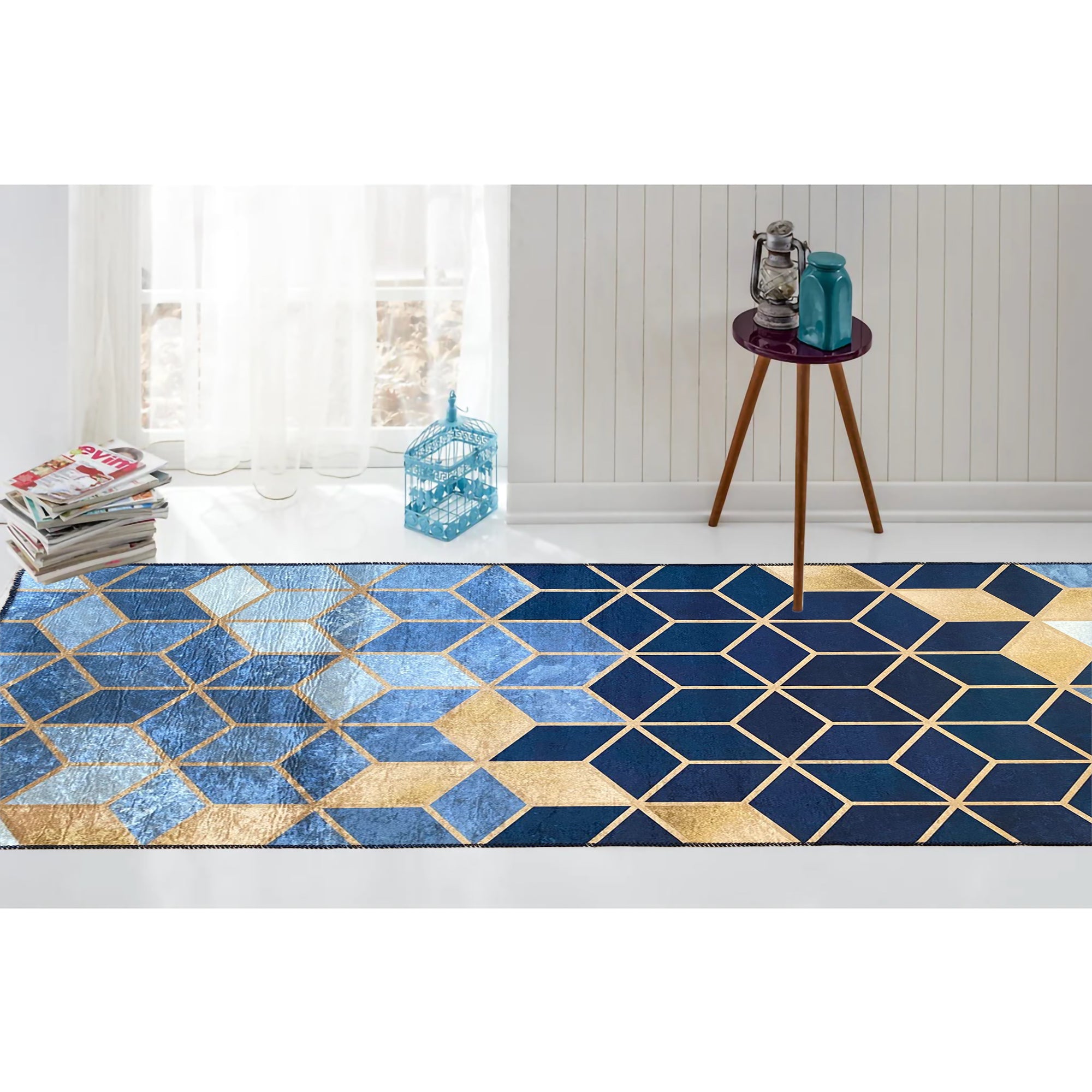 Tapis LUXE Doré, Bleu