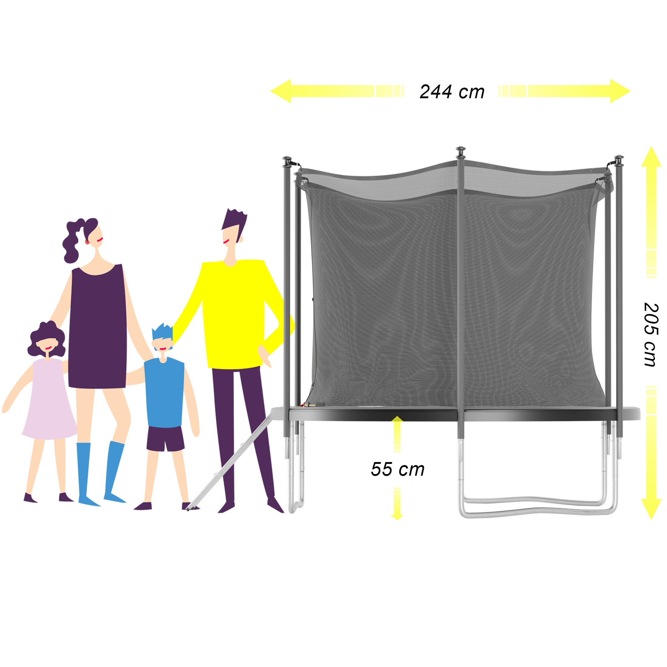Trampoline Classique 8FT-244cm Noir