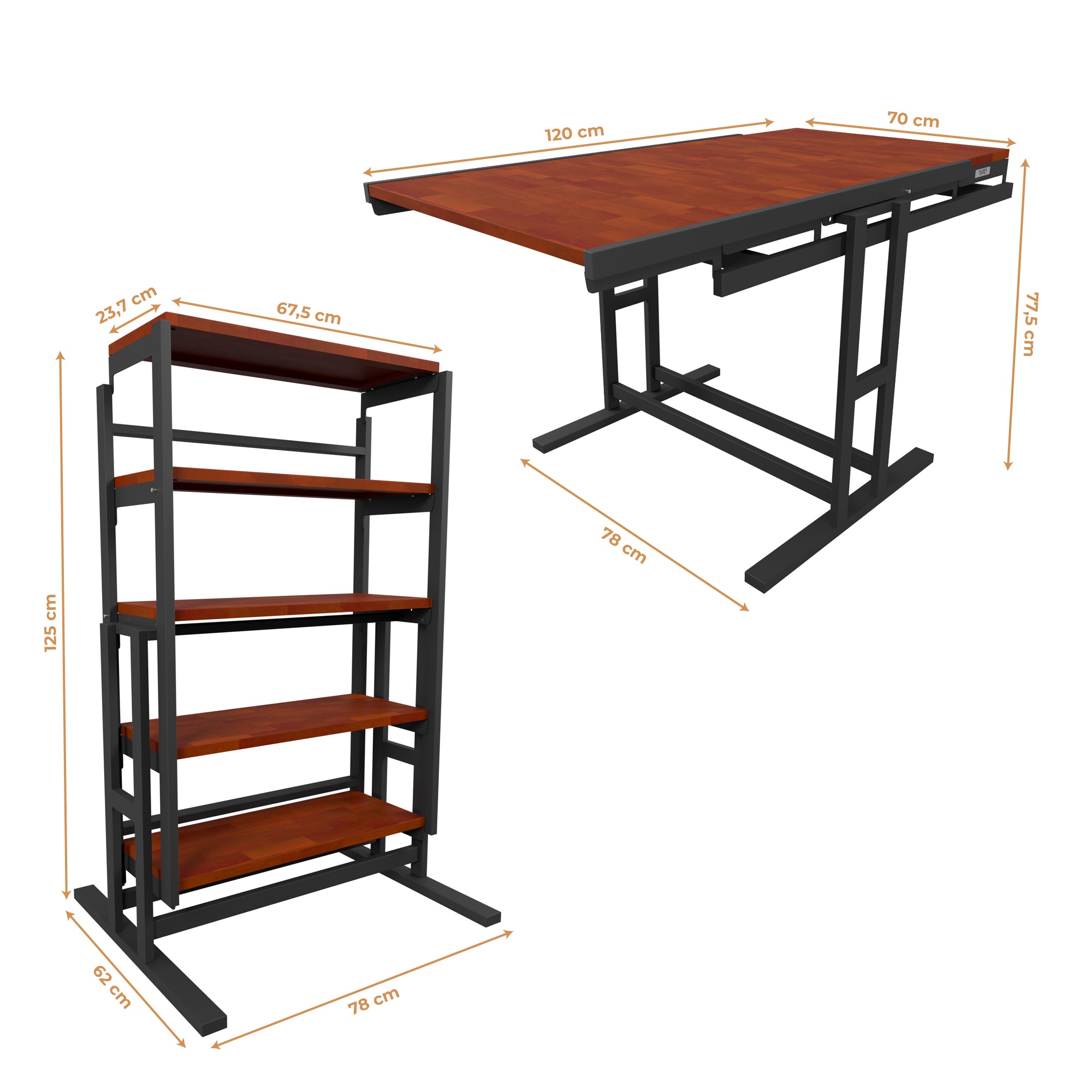 Table-etagere Bois 120 cm -  Bois naturel