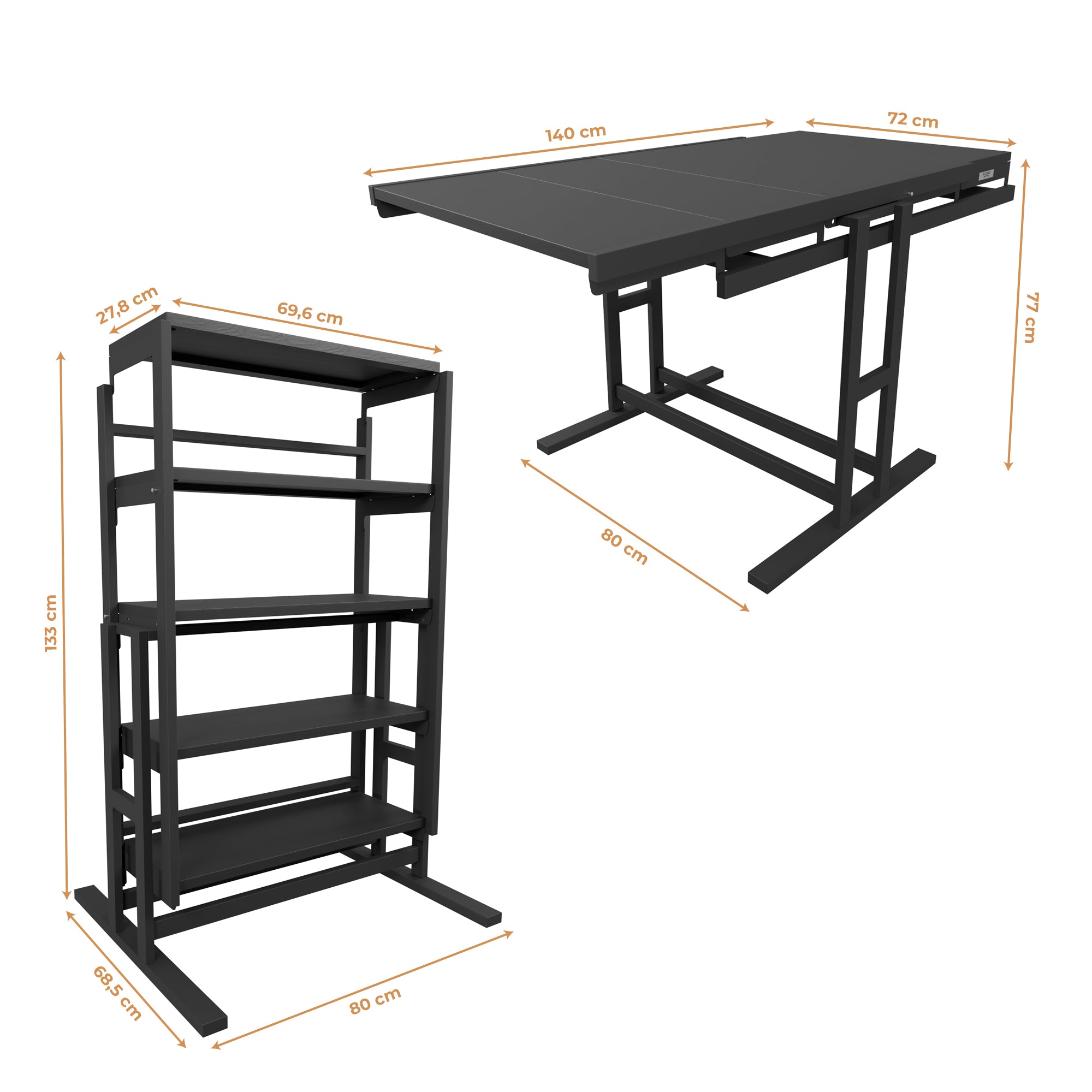 Table-etagere MDF 140 cm