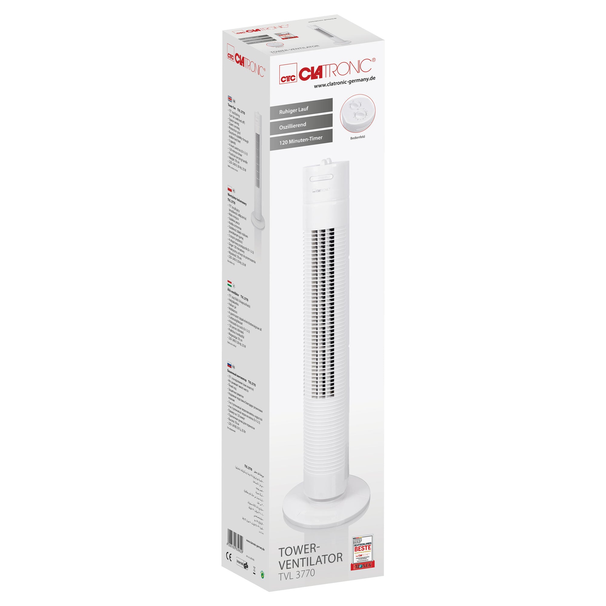 Tour Ventilateur oscillant Blanche