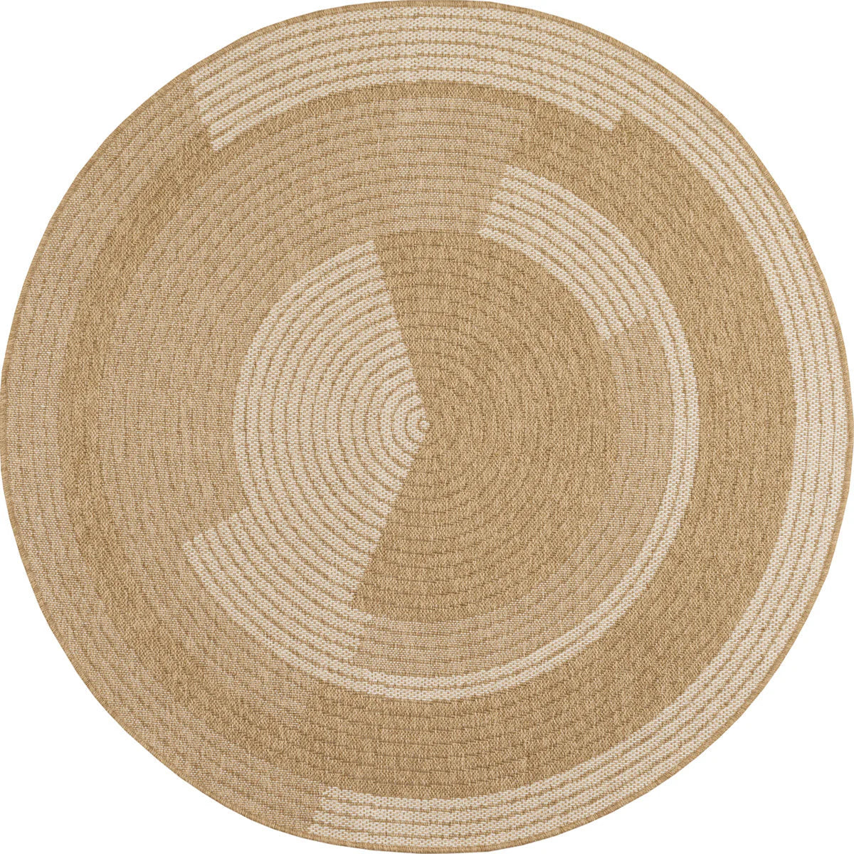 Tapis aspect jute nature motifs circulaires blancs rond - Nature