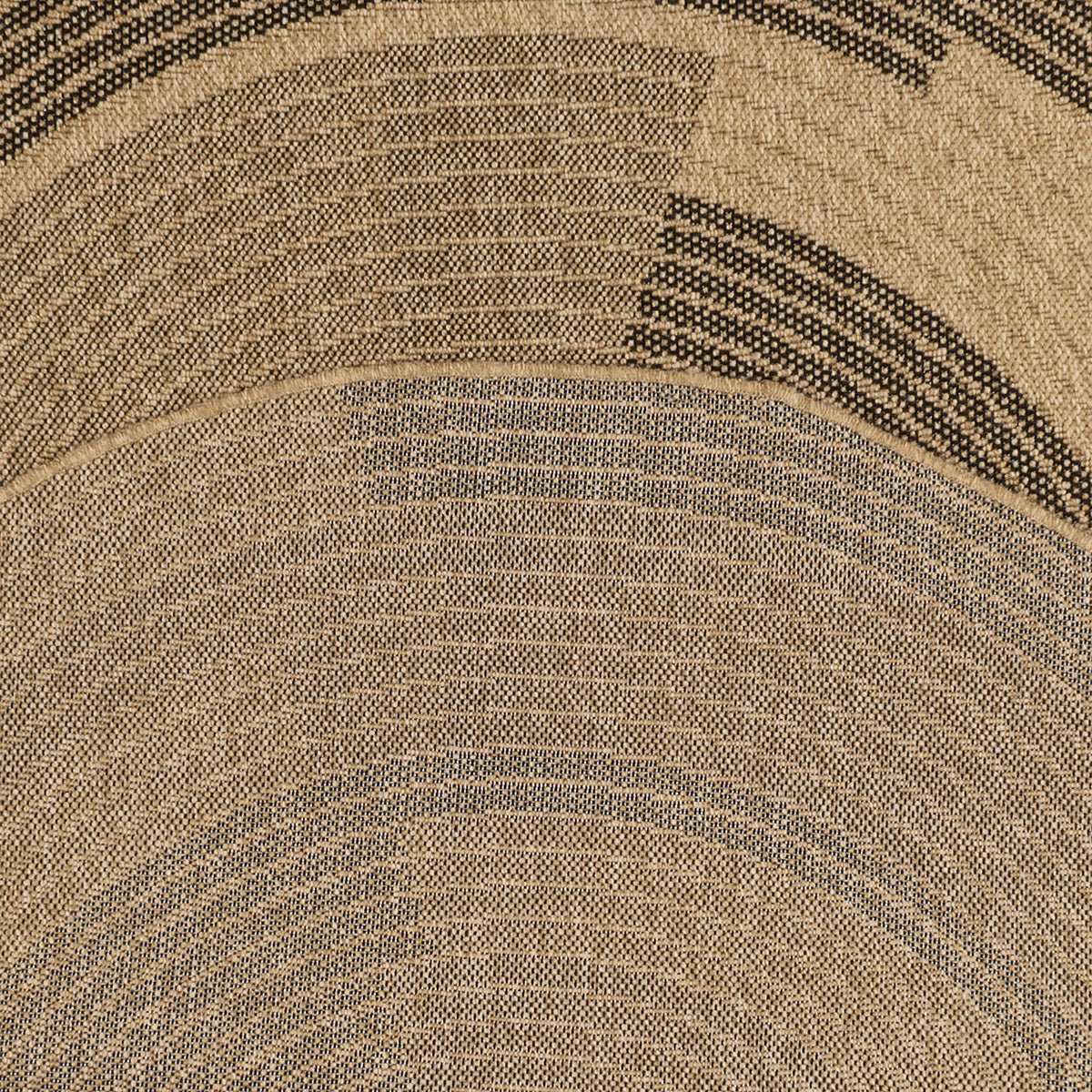 Tapis aspect jute nature motifs circulaires noirs rond - Nature