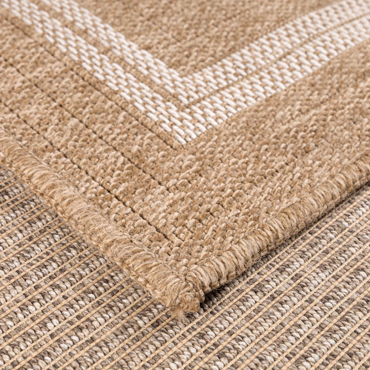 Tapis aspect jute nature motifs rectangles blanc - Nature