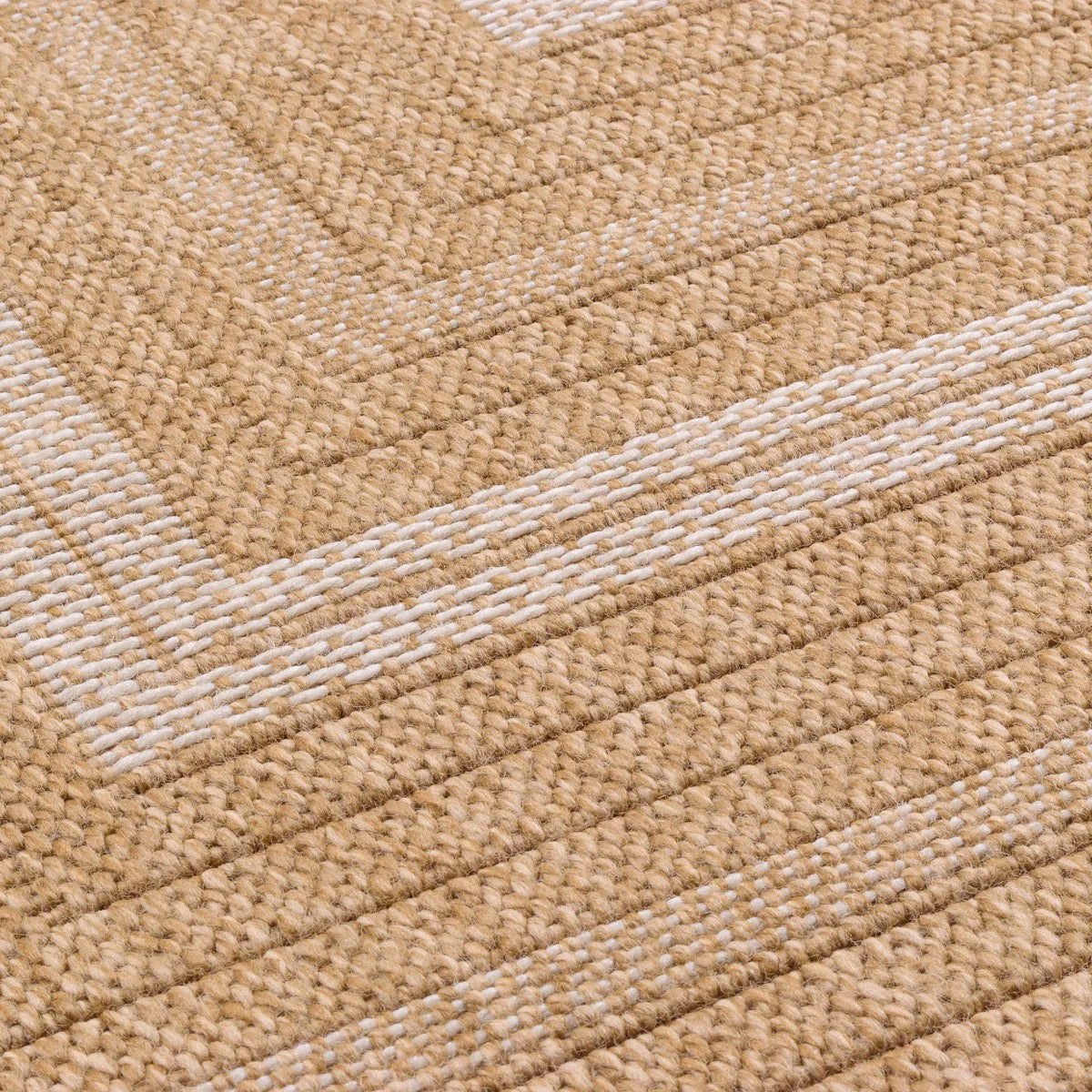 Tapis aspect jute nature motifs rectangles blanc - Nature