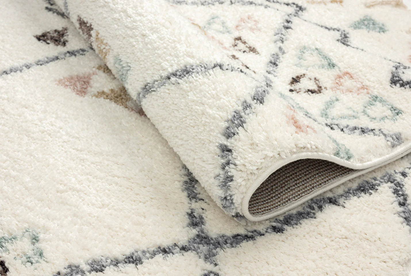 Tapis ethnique motifs losanges turquoise - Delya