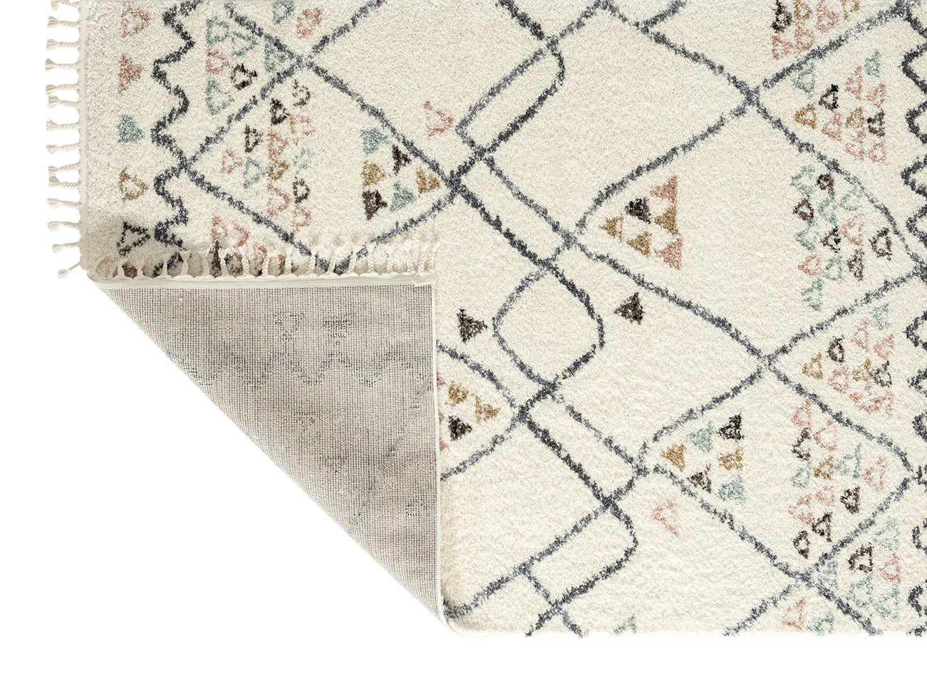 Tapis ethnique motifs losanges turquoise - Delya