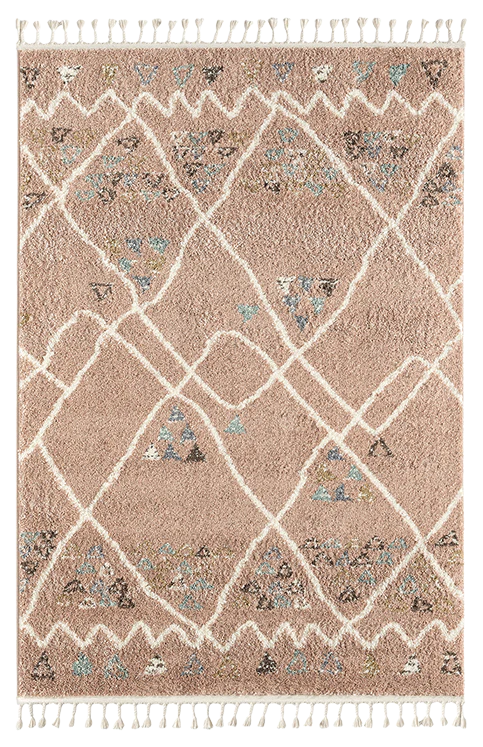 Tapis ethnique motifs géométrique rose - Delya