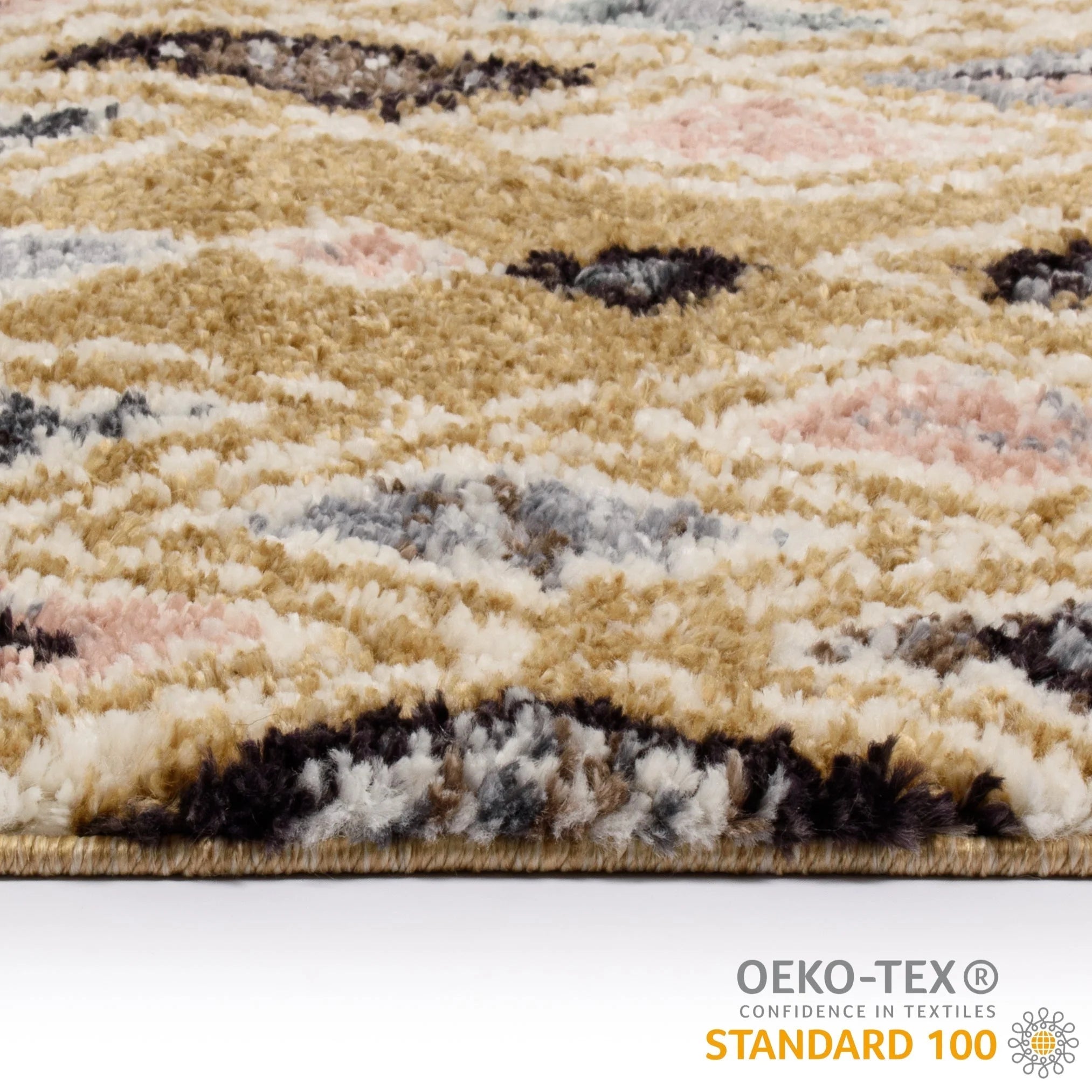 Tapis ethnique motifs losanges jaune - Delya