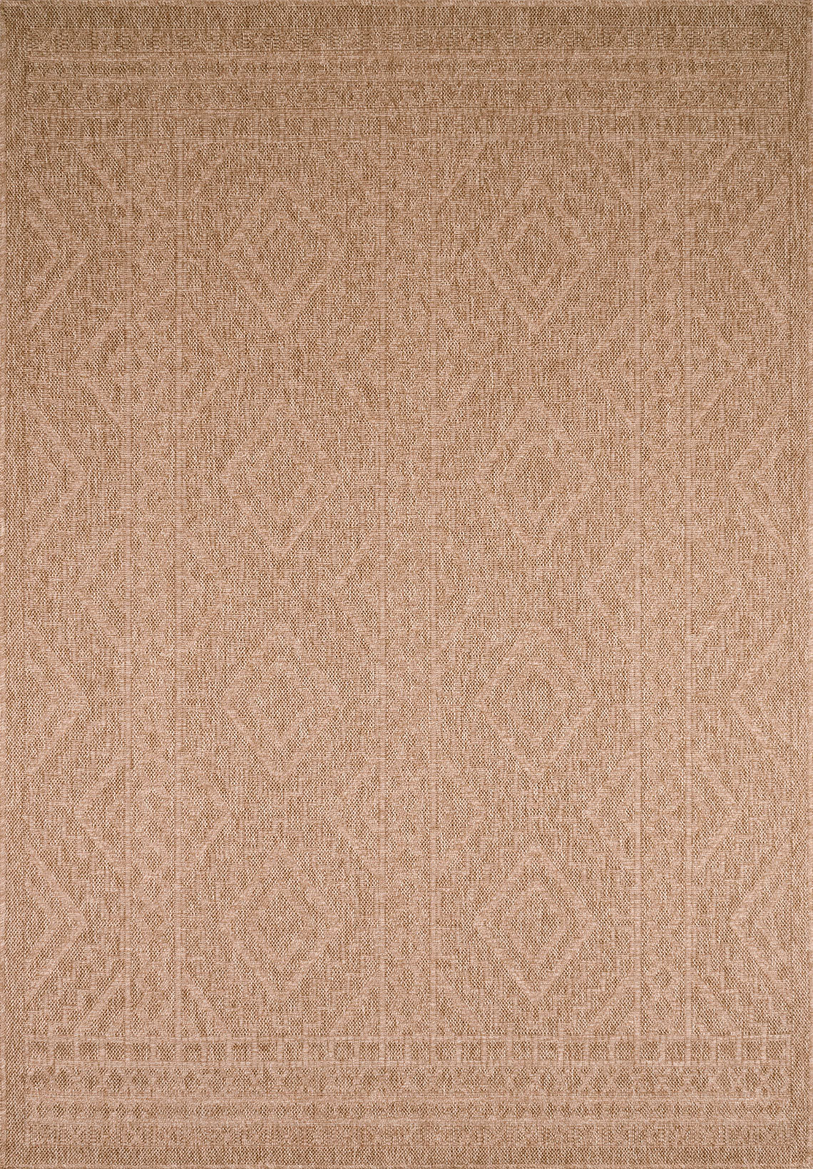 Tapis de salon - intérieur extérieur - aspect jute naturel - motifs géométriques beige - Nature