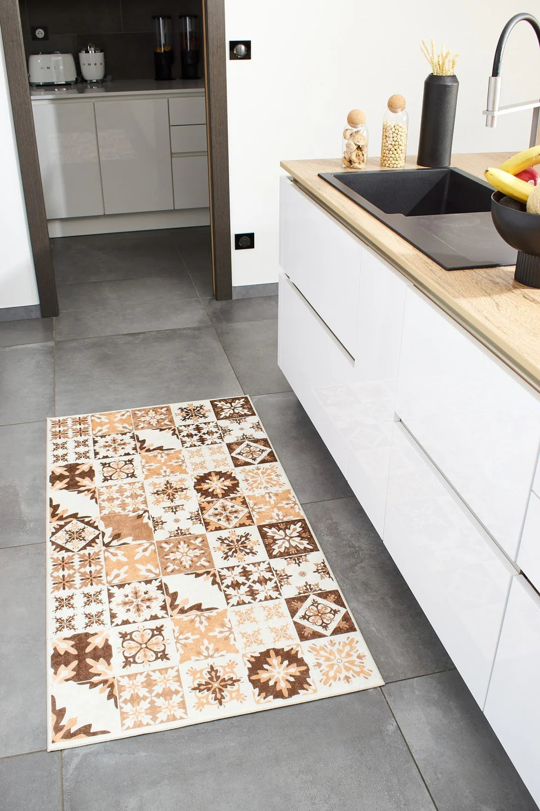 Tapis de cuisine à motifs - orange