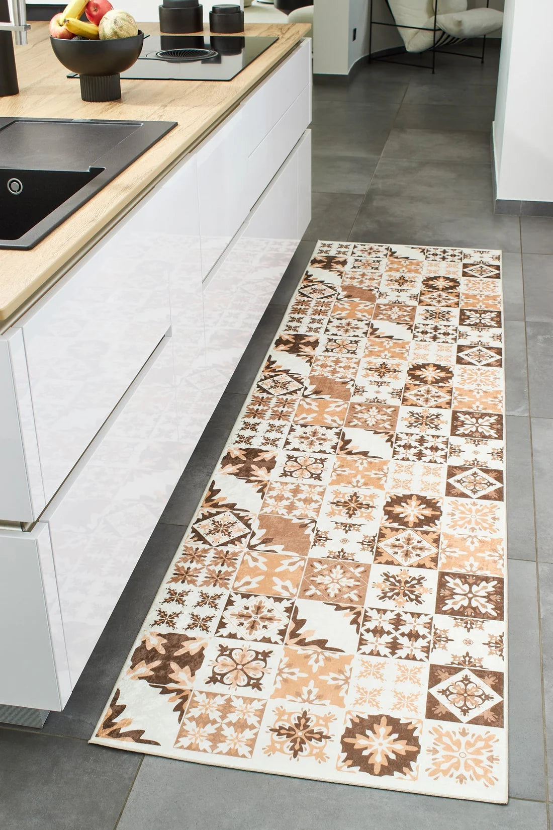 Tapis de cuisine à motifs - orange