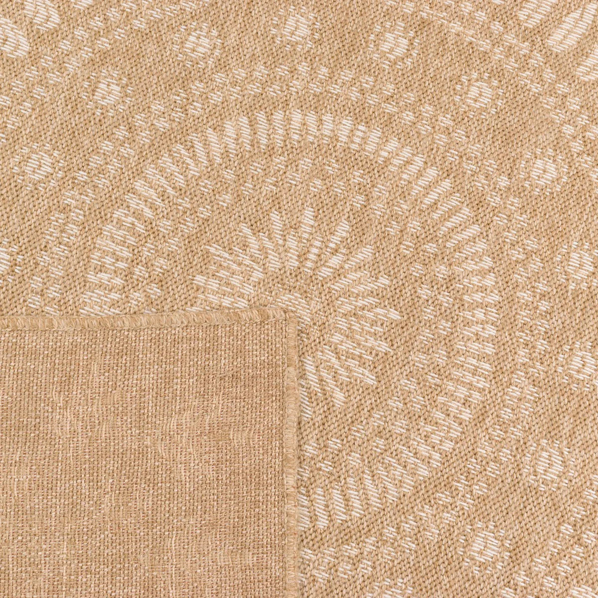 Tapis aspect jute nature motifs orientaux blancs - Nature