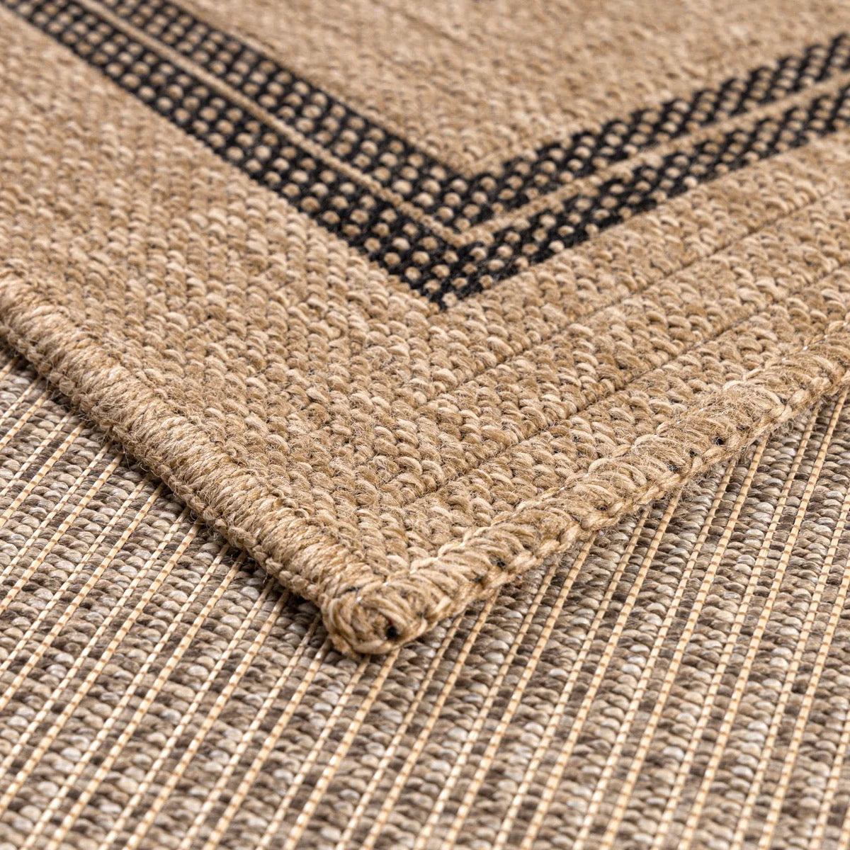 Tapis aspect jute nature motifs rectangles noirs - Nature