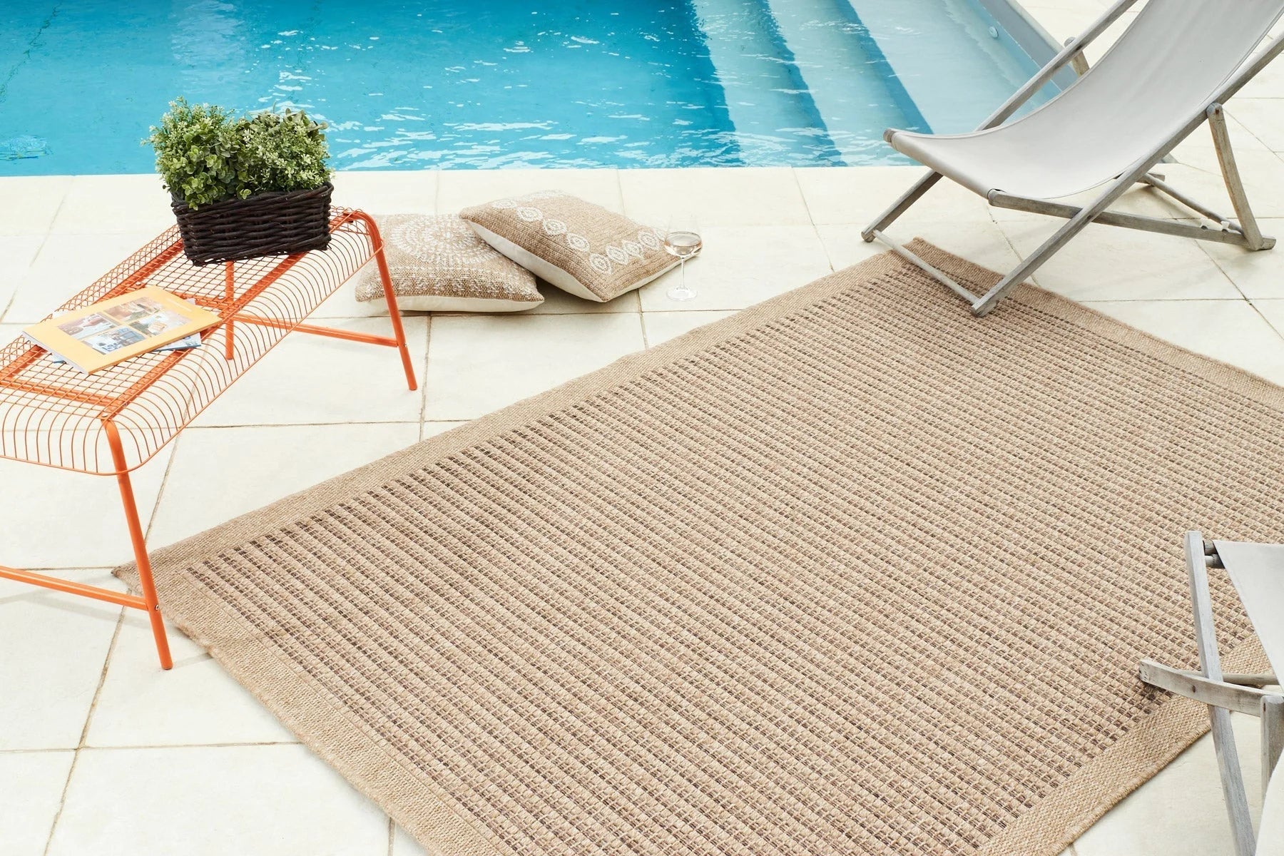 Tapis effet jute naturel uni beige - Nature