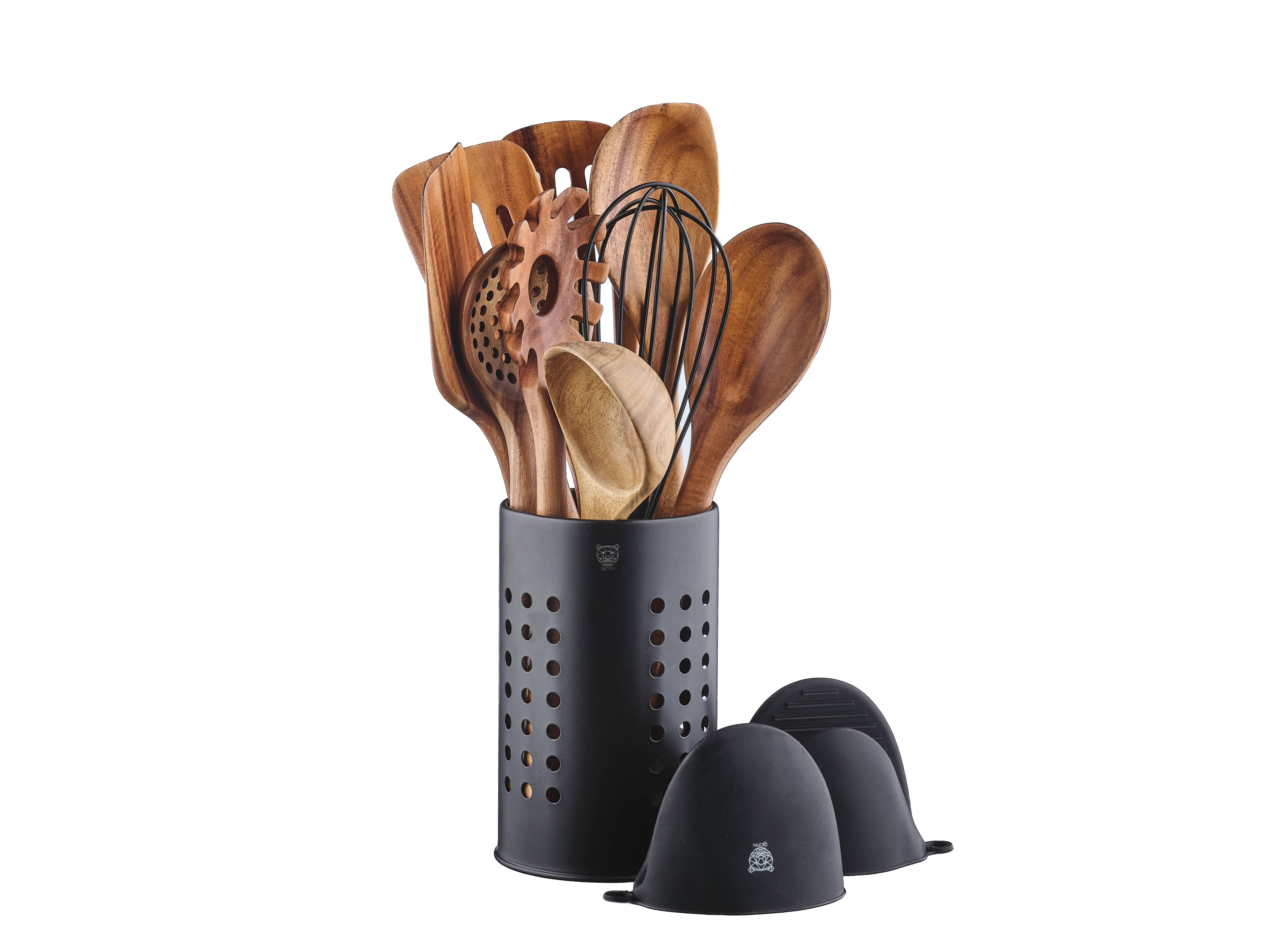 Set d'ustensiles de cuisine en bois d'acacia SKOV - 12 pièces