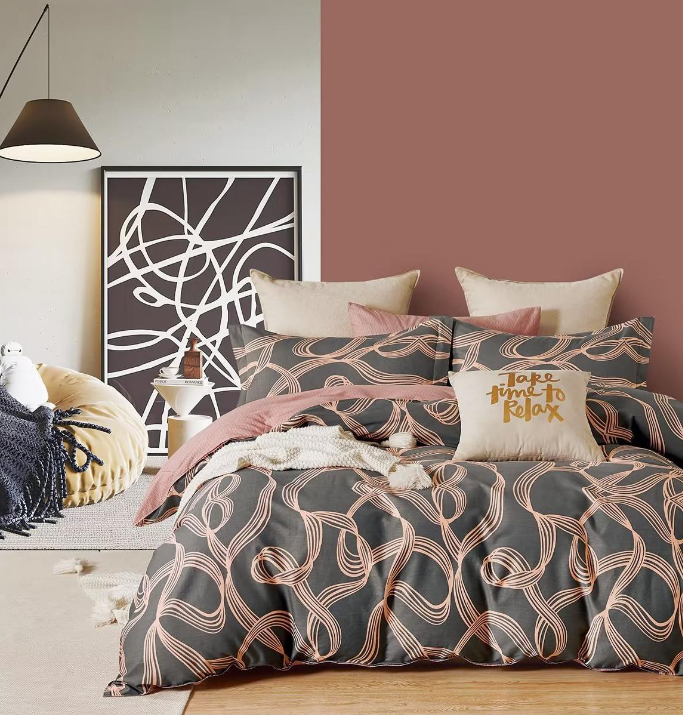 Parure de Couette "Imprimé Double Face" 240 x 220 cm + 2 Taies d'oreiller 65 x 65 cm