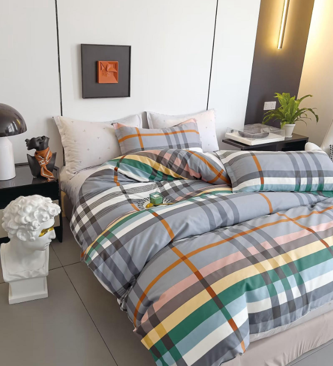 Parure de Couette "Imprimé Double Face" 240 x 220 cm + 2 Taies d'oreiller 65 x 65 cm