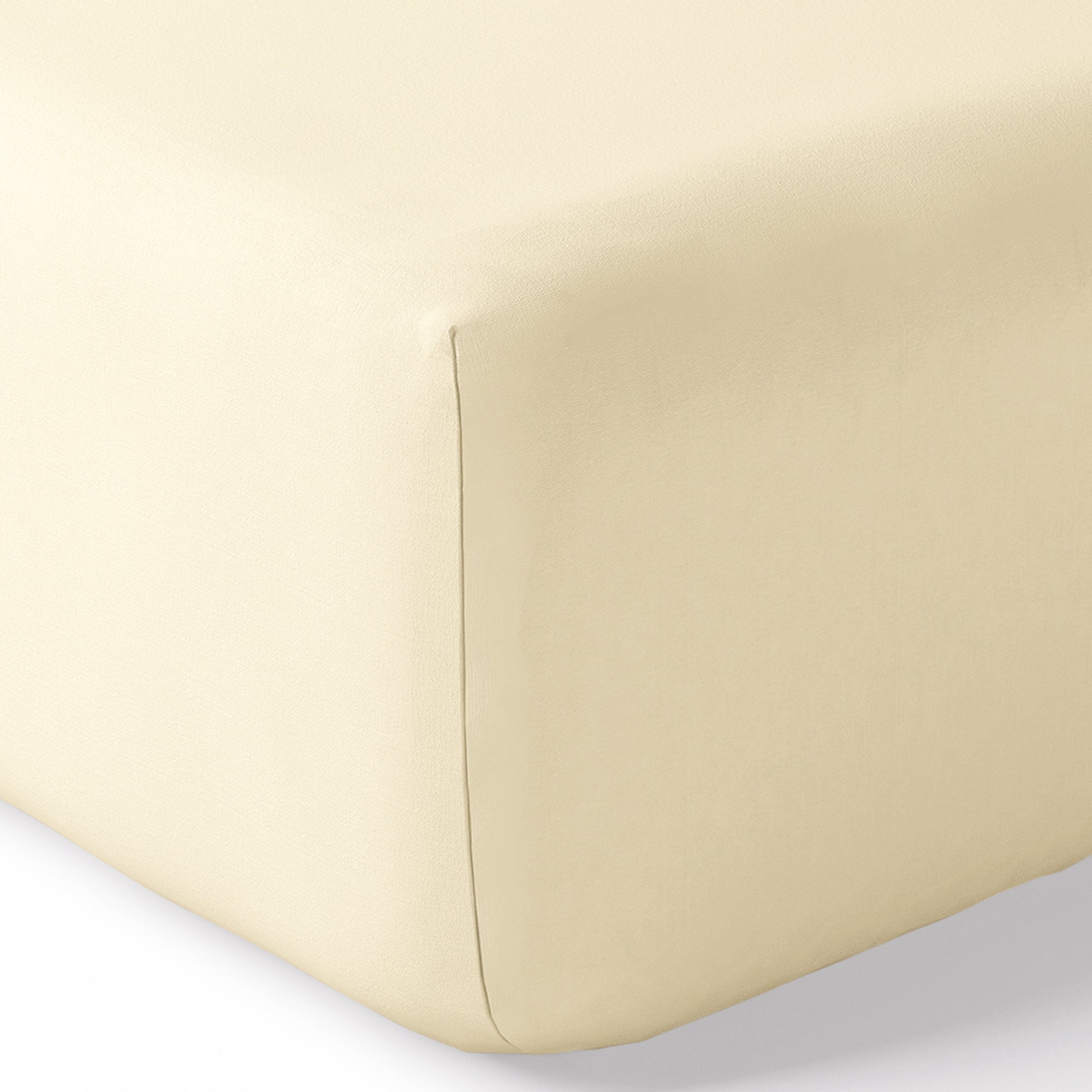 Drap housse Percale 140 x 190 cm Pur Coton Peigné Longues Fibres 80 Fils/cm² Ivoire