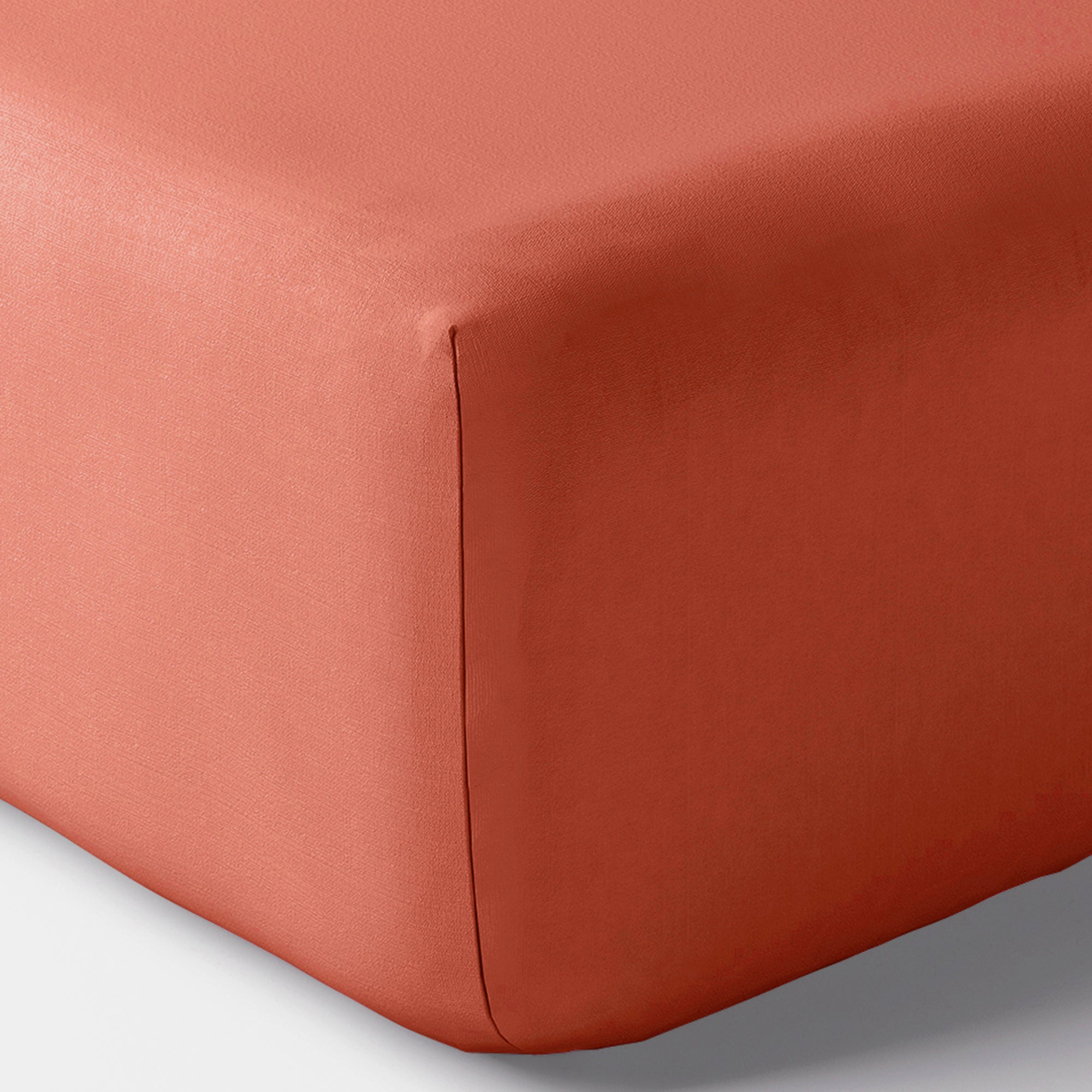 Drap housse Percale 200 x 200 cm Pur Coton Peigné Longues Fibres 80 Fils/cm² Terracotta