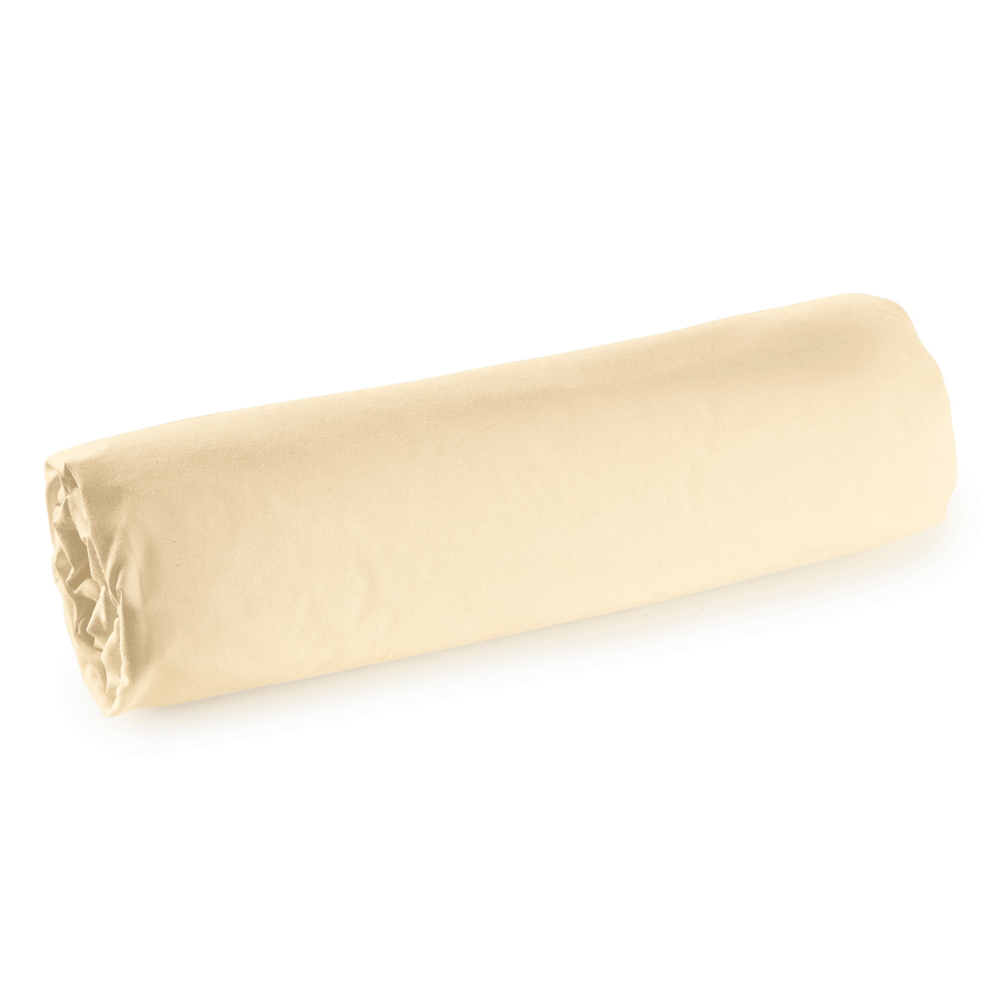 Drap housse Percale 200 x 200 cm Pur Coton Peigné Longues Fibres 80 Fils/cm² Ivoire