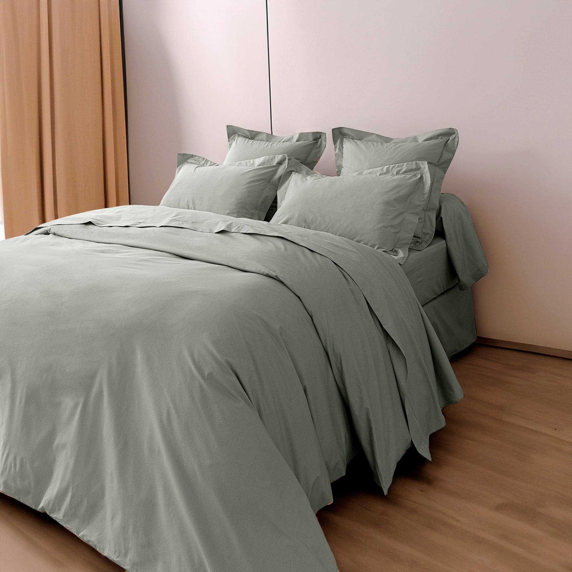 Housse de couette Percale 240 x 220 cm Pur Coton Peigné Longues Fibres 80 Fils/cm² Ardoise