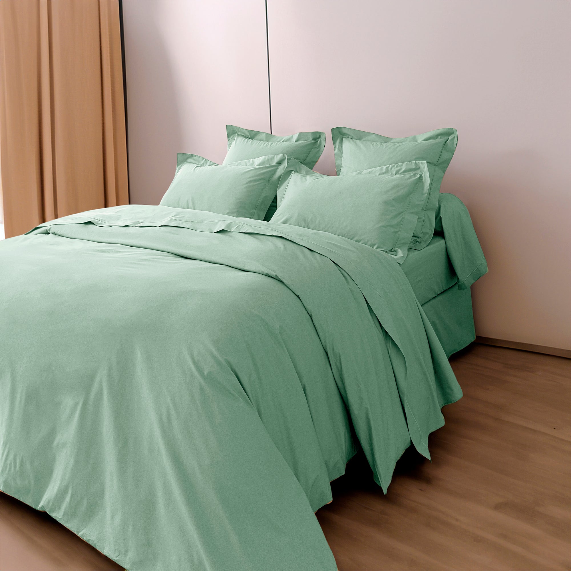 Housse de couette Percale 240 x 220 cm Pur Coton Peigné Longues Fibres 80 Fils/cm² Celadon