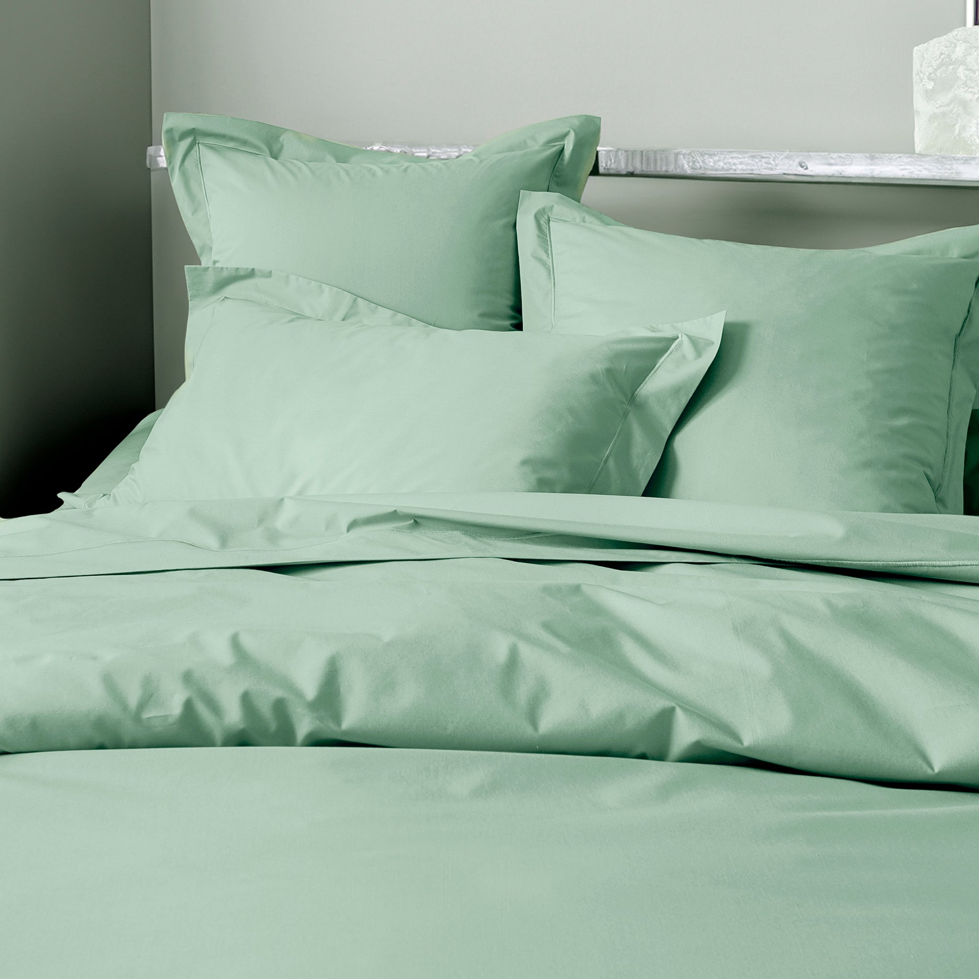 Housse de couette Percale 240 x 220 cm Pur Coton Peigné Longues Fibres 80 Fils/cm² Celadon