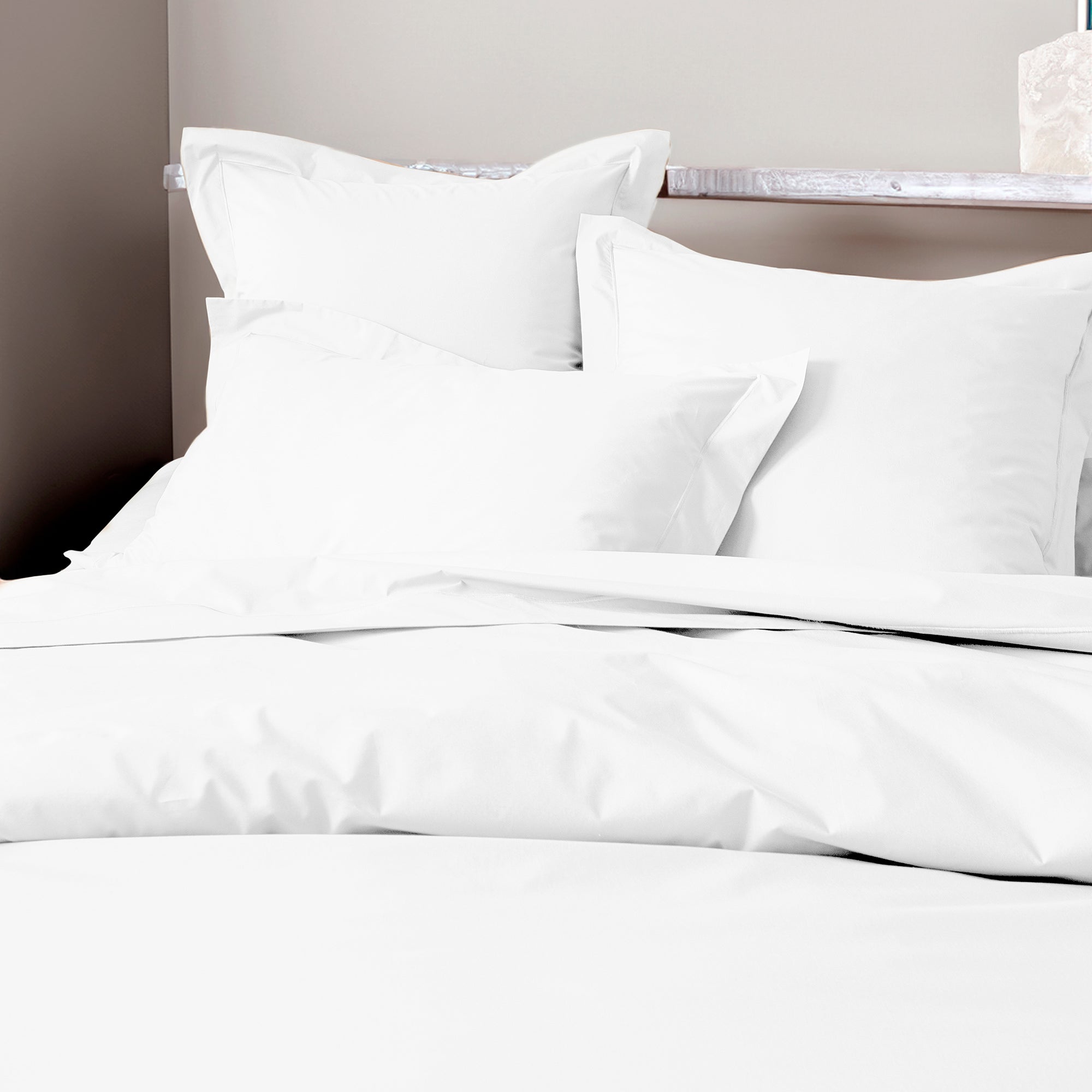 Housse de couette Percale 260 x 240 cm Pur Coton Peigné Longues Fibres 80 Fils/cm² Neige