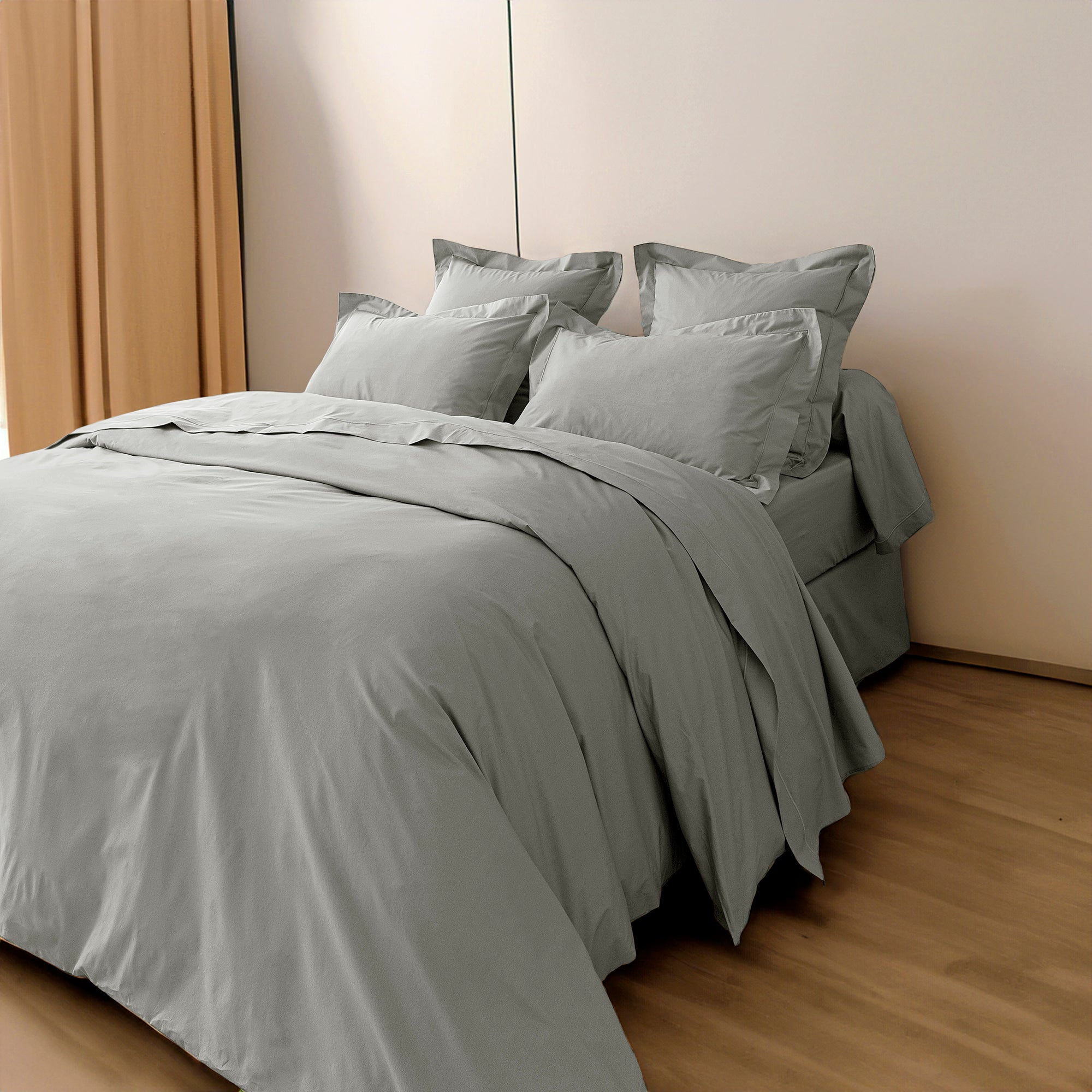 Housse de couette Percale 260 x 240 cm Pur Coton Peigné Longues Fibres 80 Fils/cm² Perle