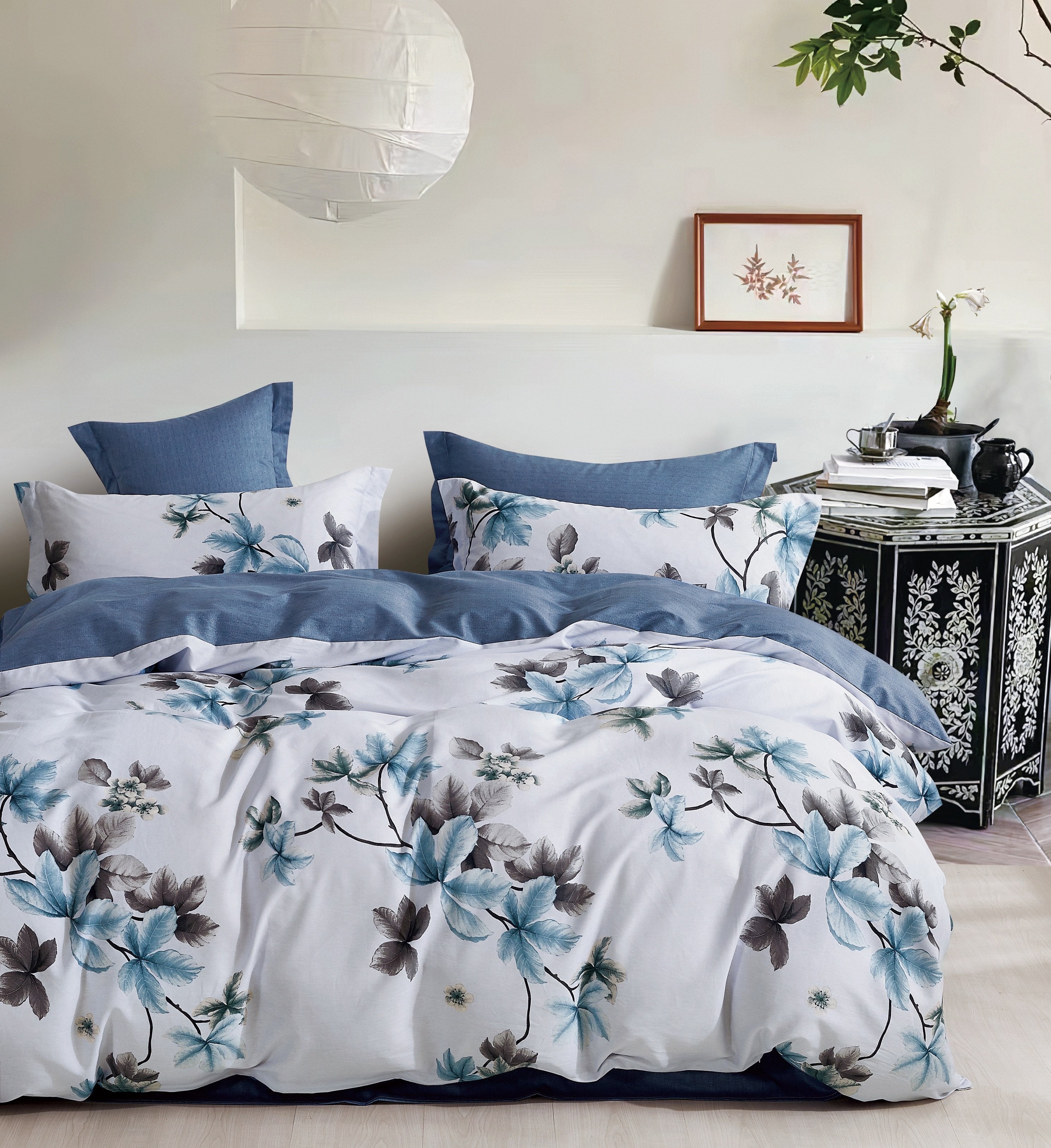 Parure de Couette "Imprimé Double Face" 240 x 220 cm + 2 Taies d'oreiller 65 x 65 cm