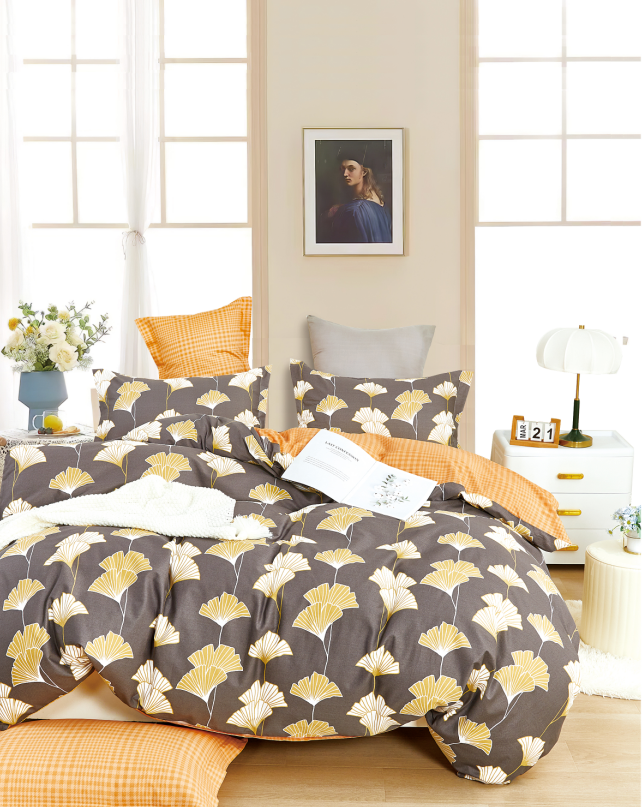 Parure de Couette "Imprimé Double Face" 240 x 220 cm + 2 Taies d'oreiller 65 x 65 cm