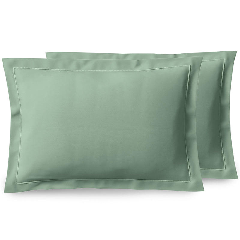 Taie d'oreiller Percale 50 x 70 cm Pur Coton Peigné Longues Fibres 80 Fils/cm² Celadon