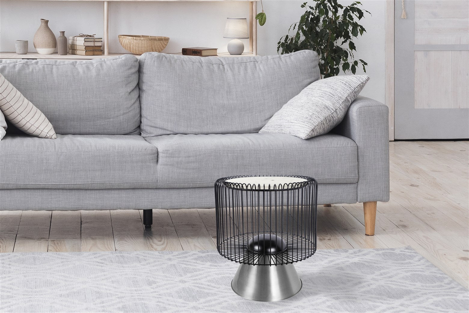 Table d'appoint blanc noir argent - Malibu