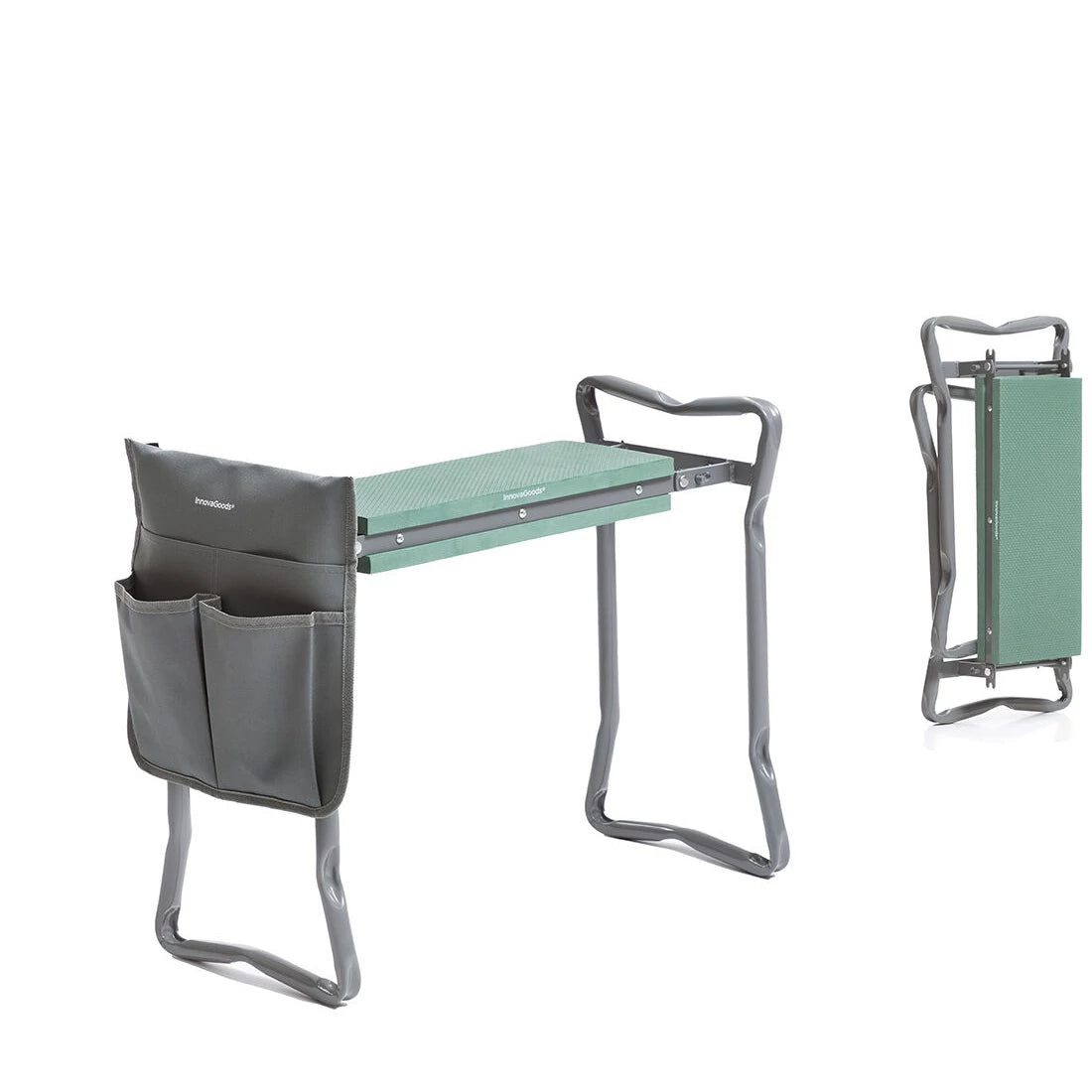 Banc de Jardin Pliable avec Sac à Outils 3-en-1