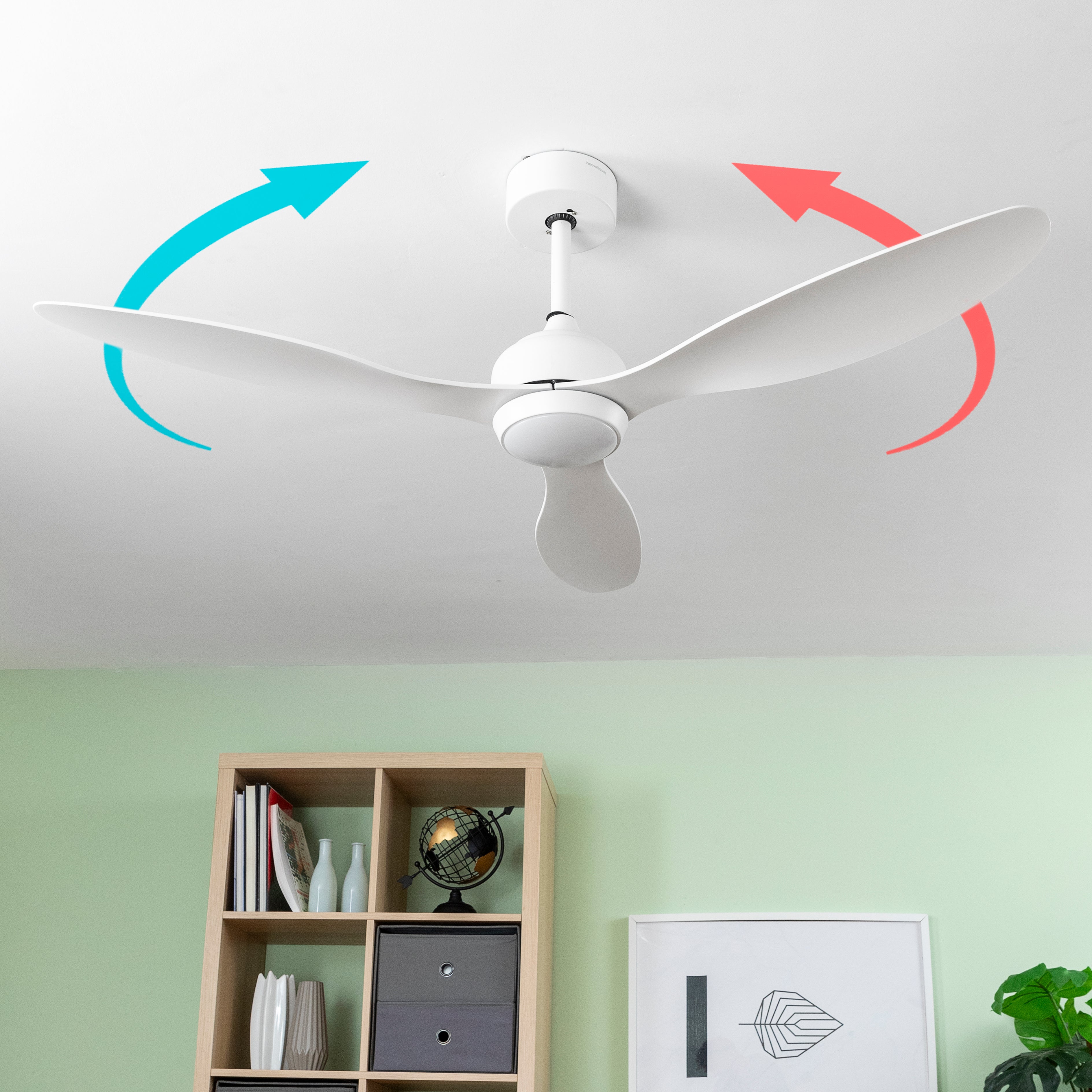 Ventilateur de Plafond avec Lumière LED et 3 Pales ABS  Blanc 36 W