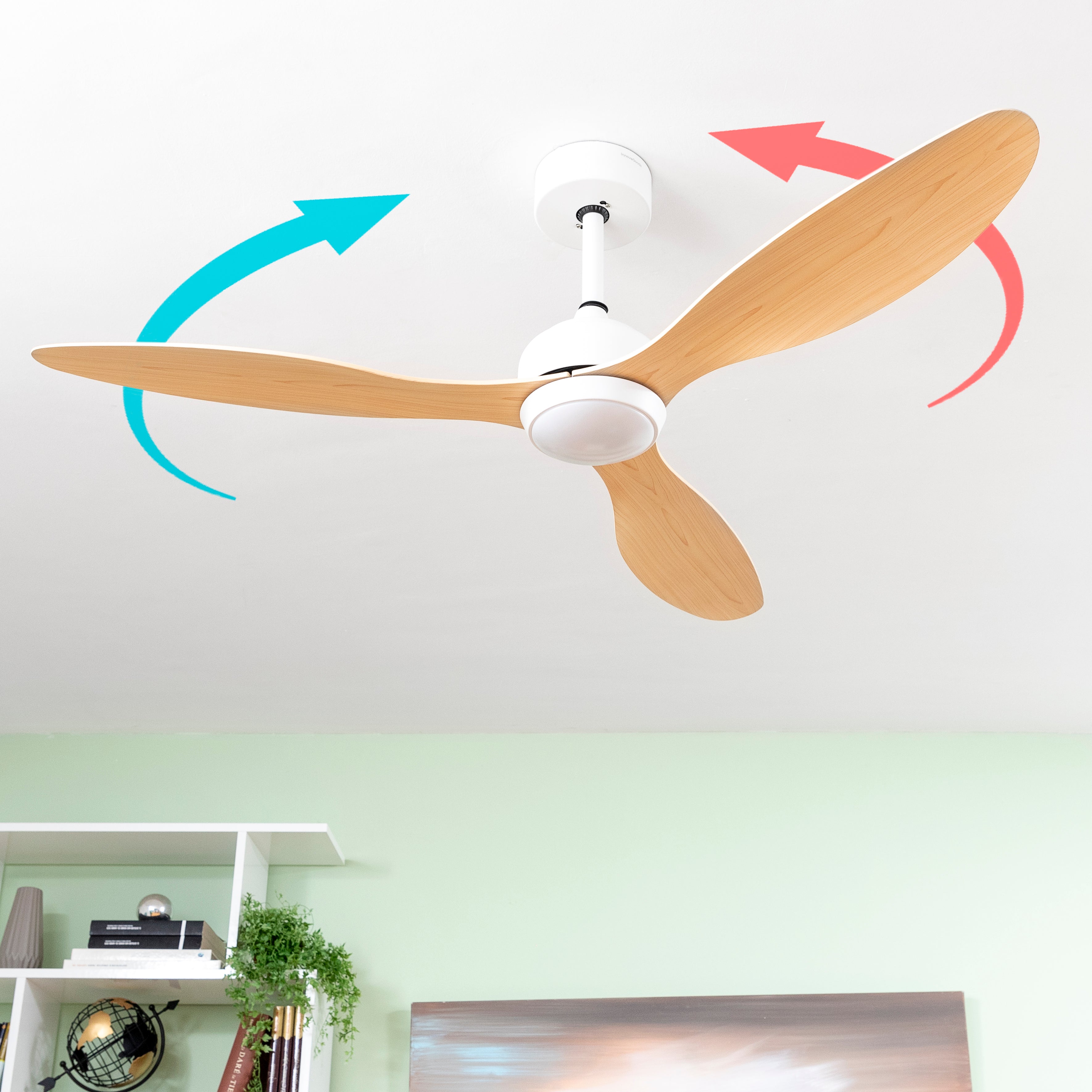 Ventilateur de Plafond avec Lumière LED et 3 Pales ABS  Bois 36 W