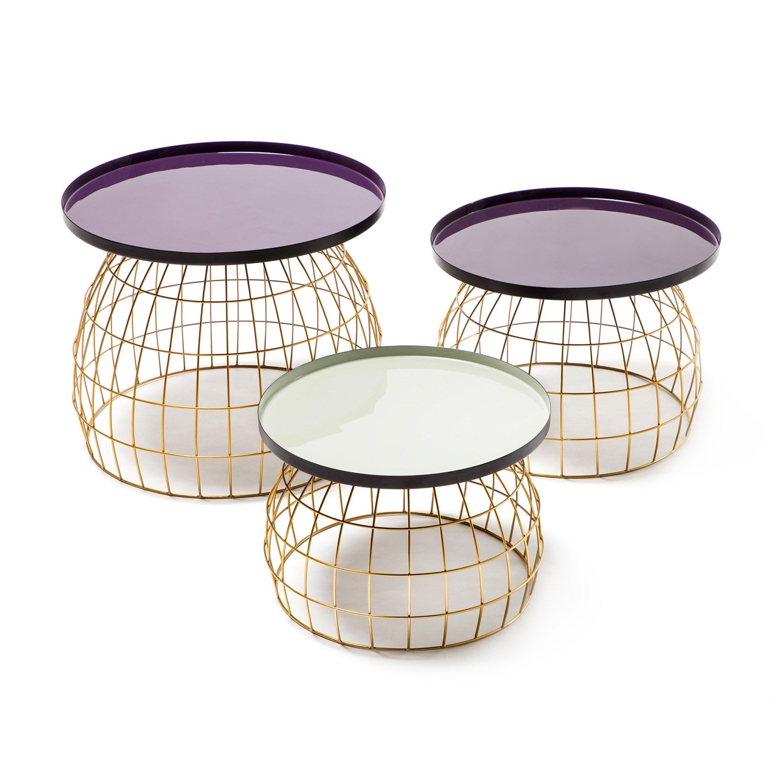 Lot de tables d'appoint violet prune gris clair - Laudatio