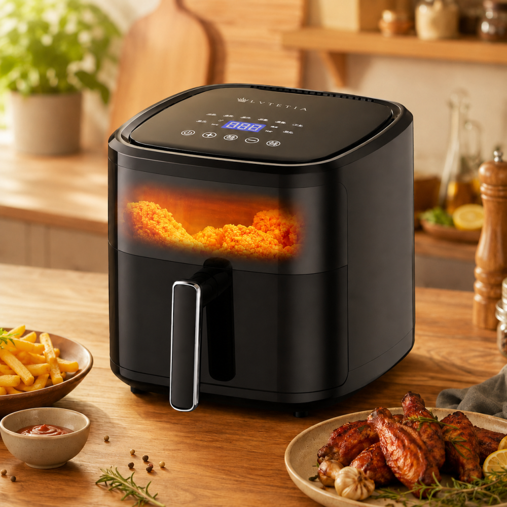 Friteuse sans huile capacité 5L avec fenêtre, 1350W, fonction vapeur