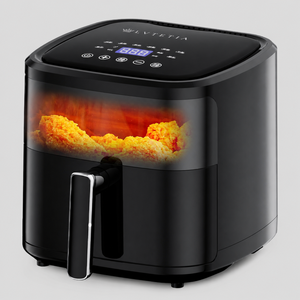 Friteuse sans huile capacité 5L avec fenêtre, 1350W, fonction vapeur