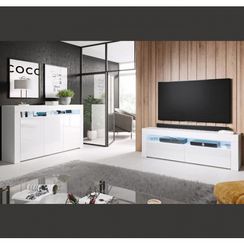Buffet couleur blanc brillant  - 155 X 92 cm - Aker