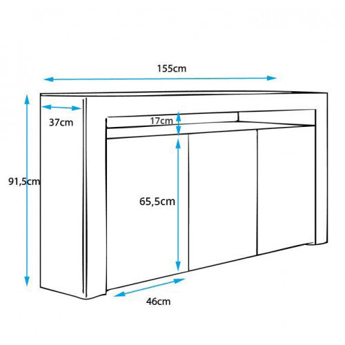 Buffet couleur blanc brillant  - 155 X 92 cm - Aker