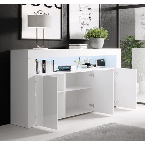 Buffet couleur blanc brillant  - 155 X 92 cm - Aker